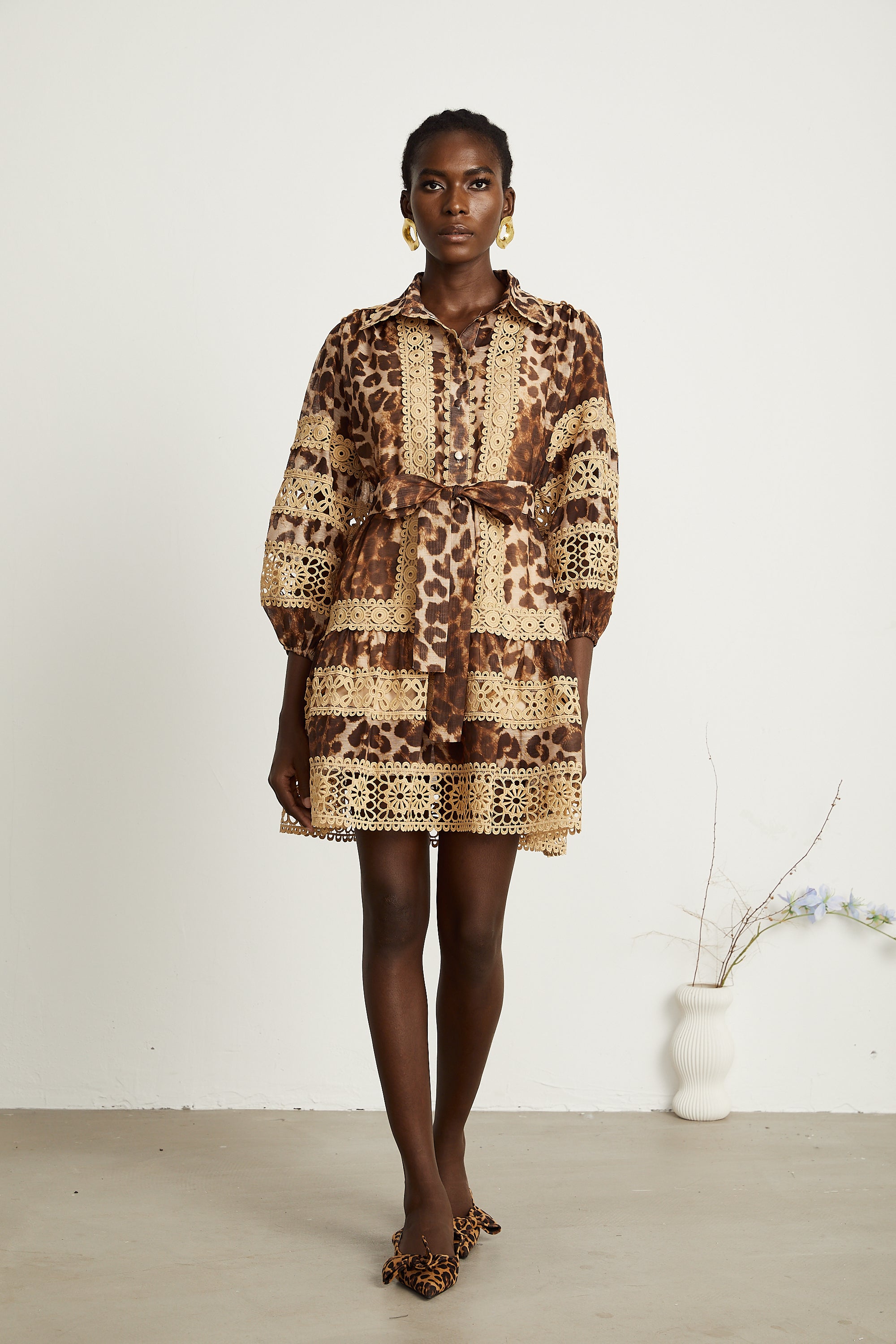 Léonor leopard-print cut-out panelled mini dress (US Only)