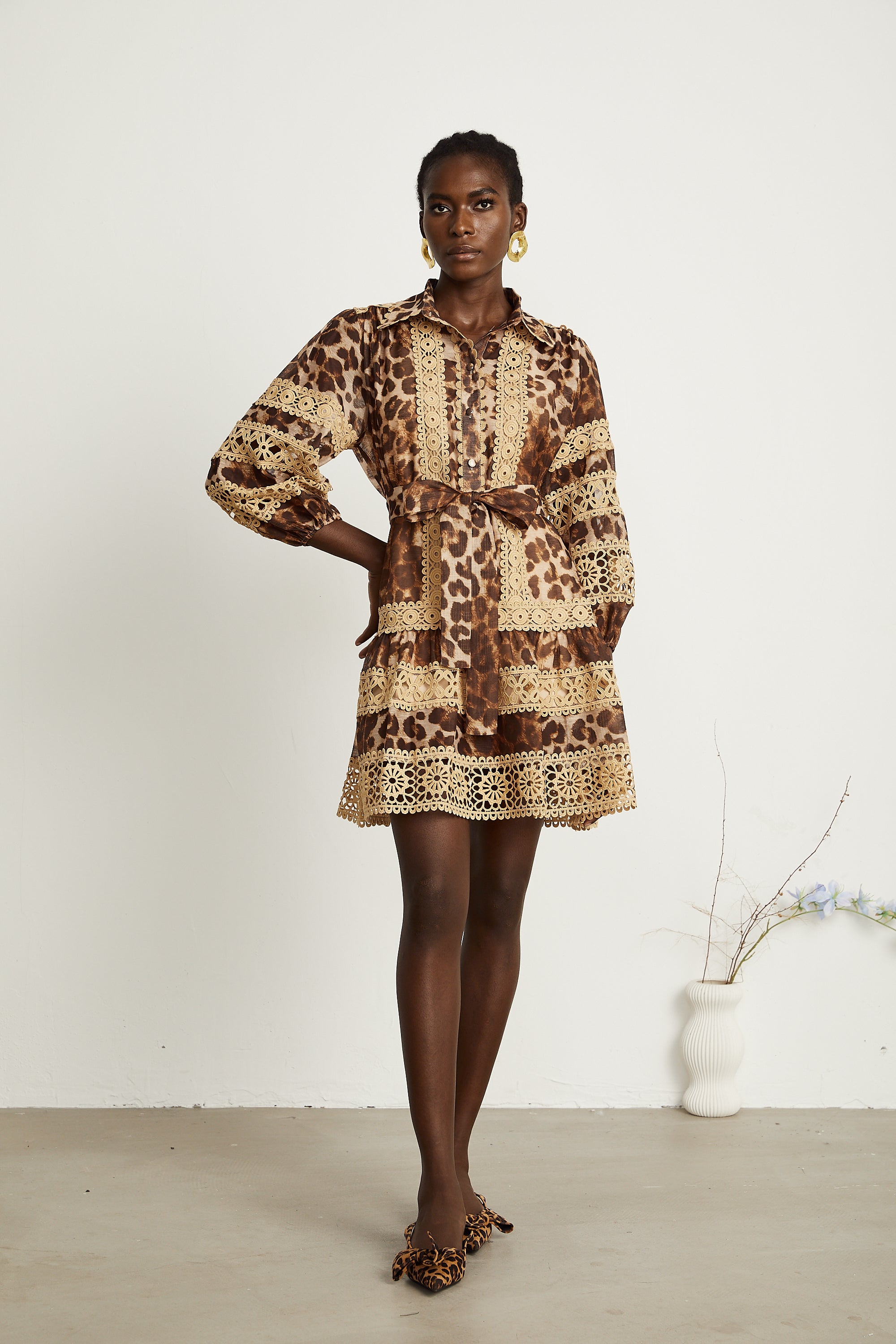 Léonor leopard-print cut-out panelled mini dress (US Only)