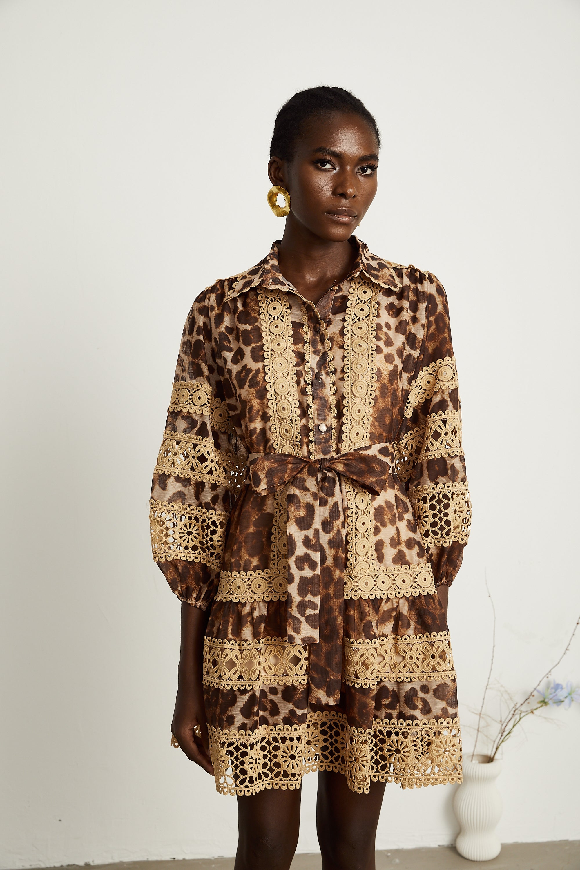 Léonor leopard-print cut-out panelled mini dress (US Only)