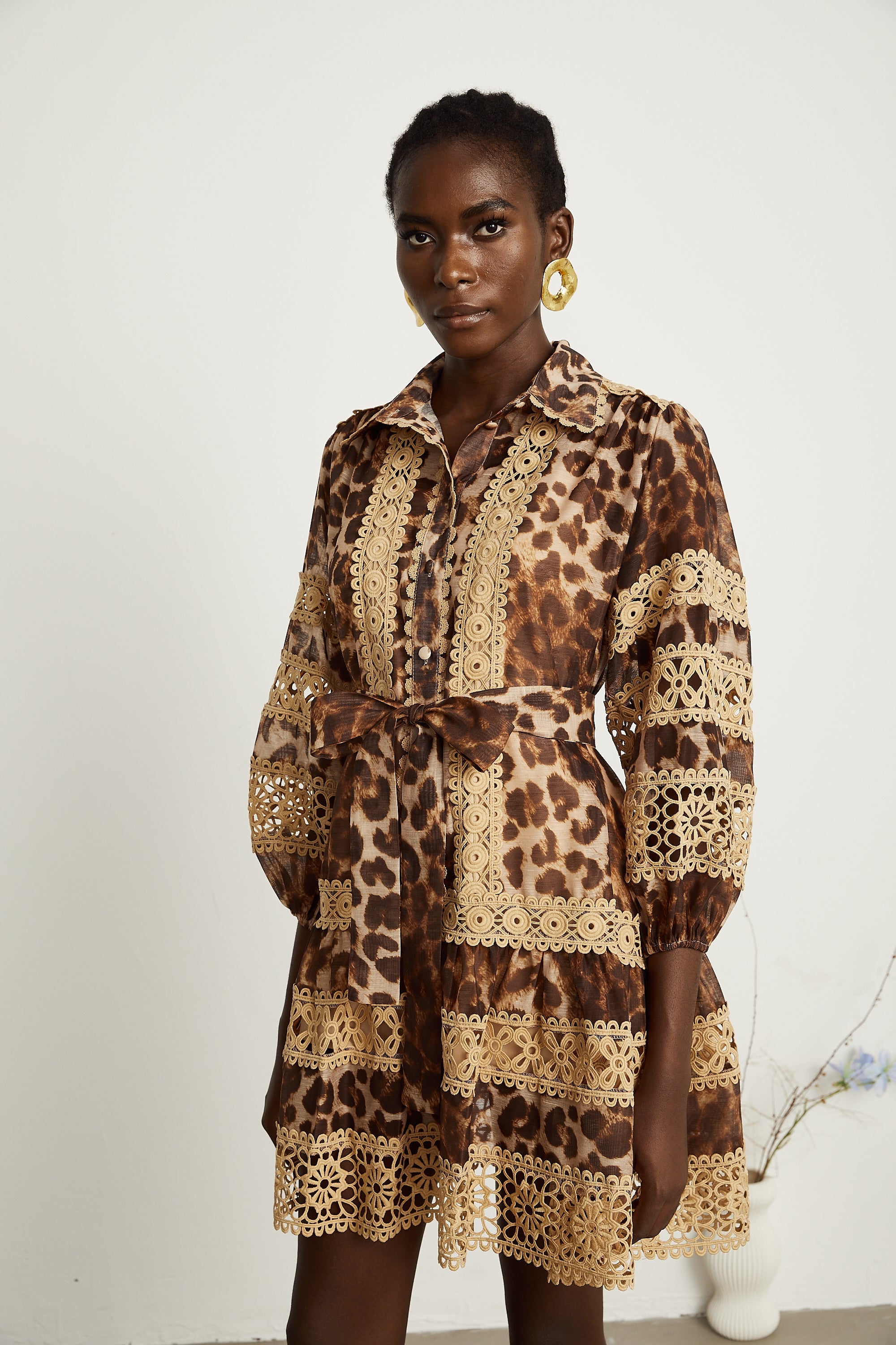 Léonor leopard-print cut-out panelled mini dress (US Only)