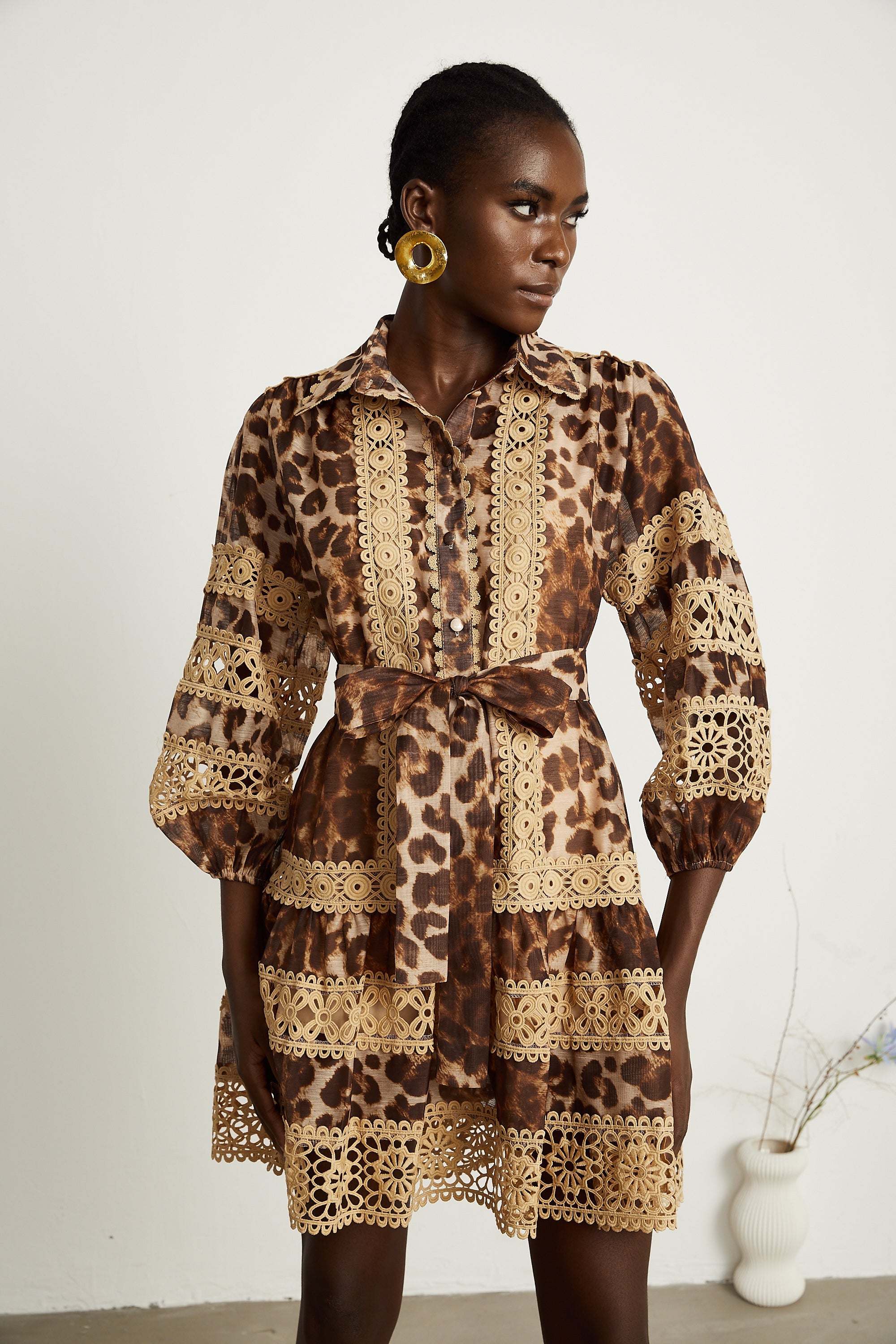 Léonor leopard-print cut-out panelled mini dress (US Only)