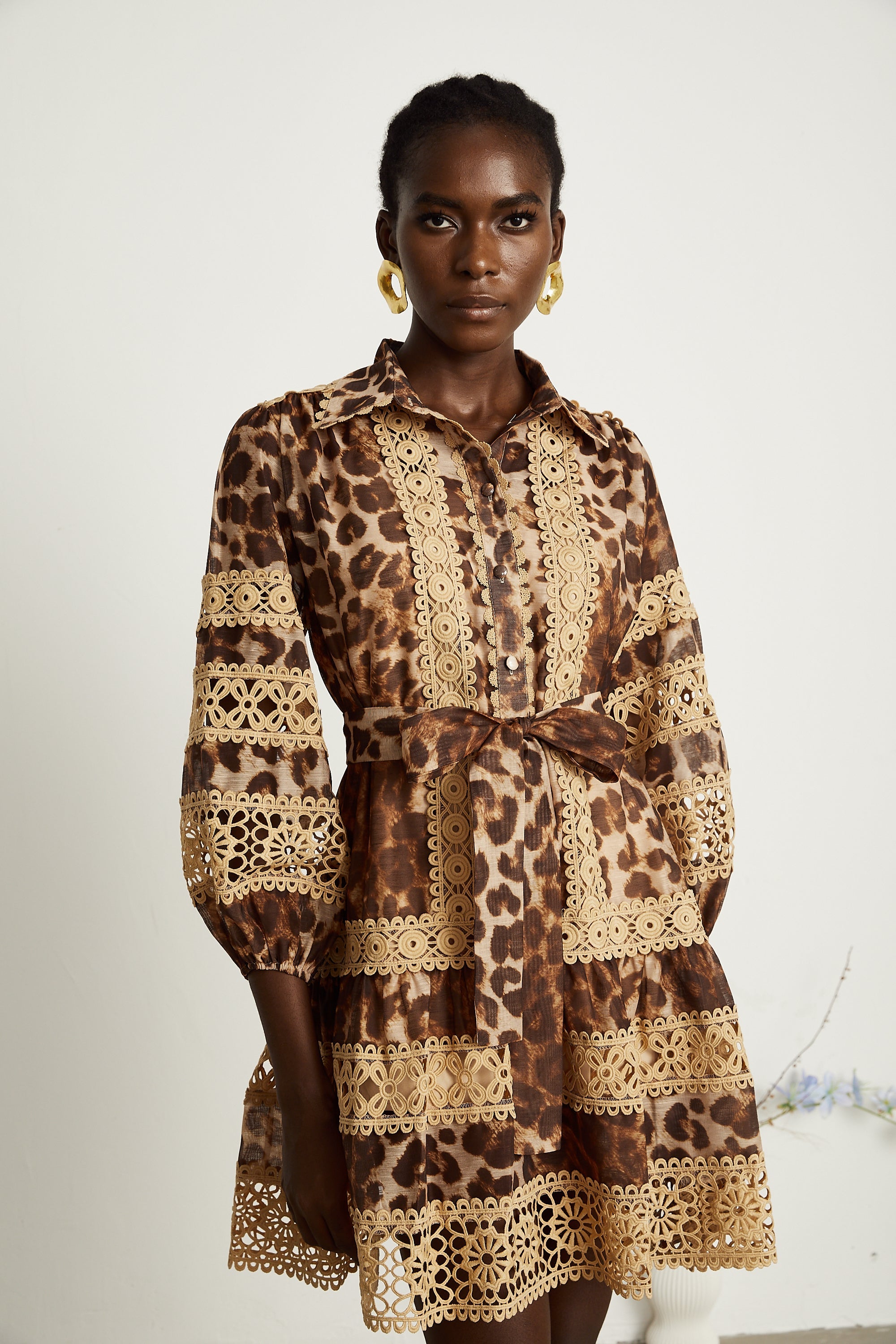 Léonor leopard-print cut-out panelled mini dress (US Only)