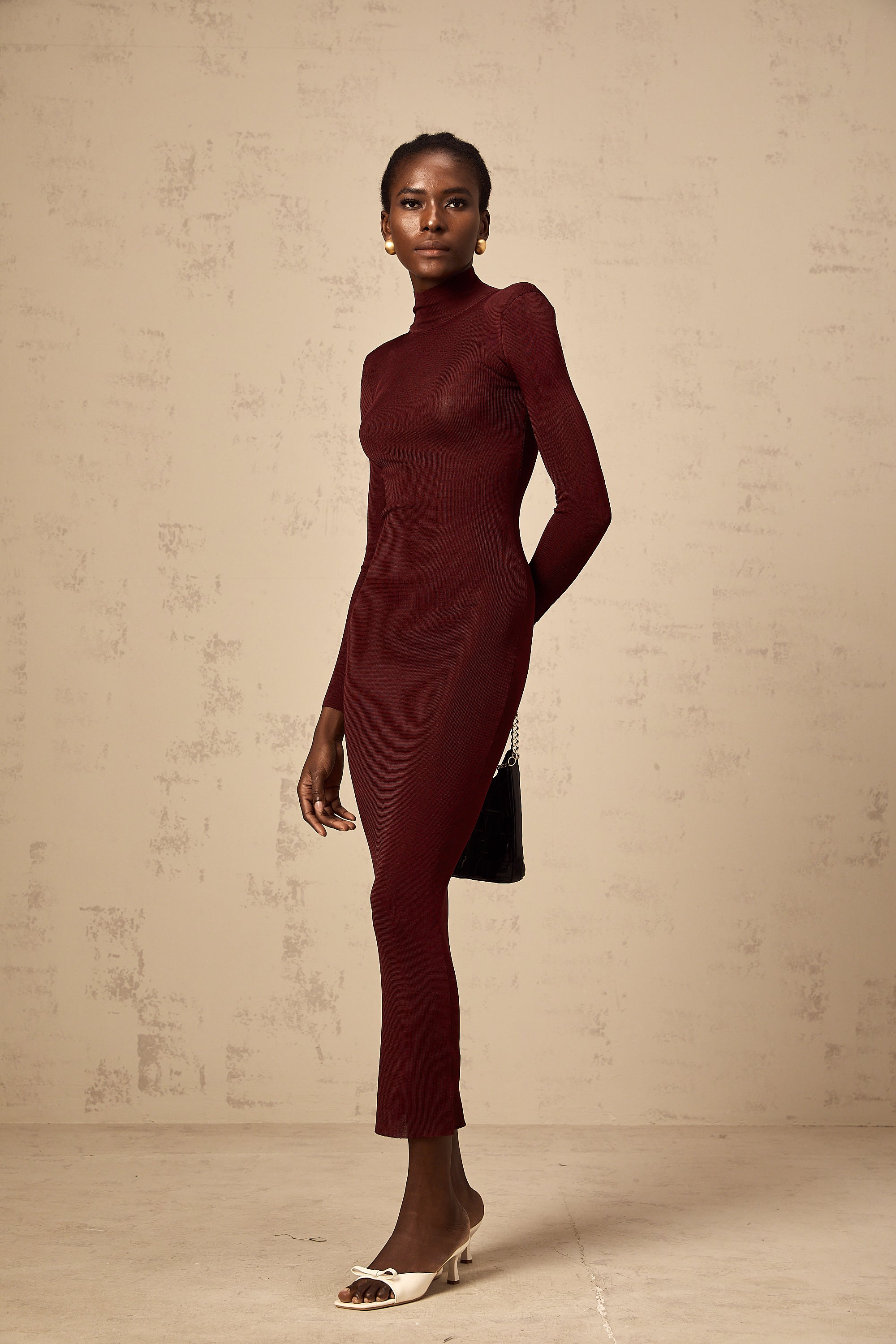 Eléa red semi-sheer knitted midi dress (Final Sale-US Only)