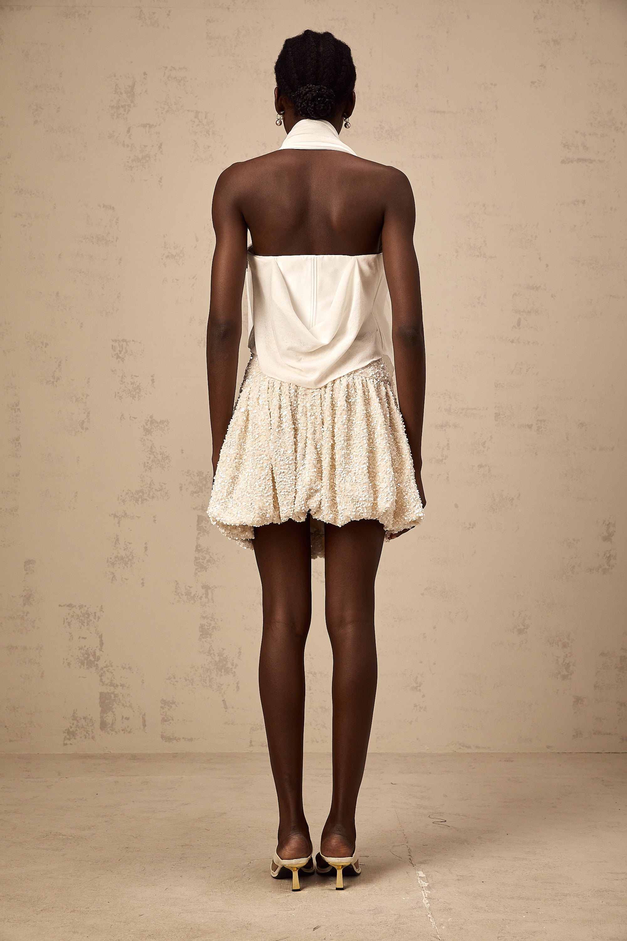 Maeva white halterneck floral-appliqué top (US Only)