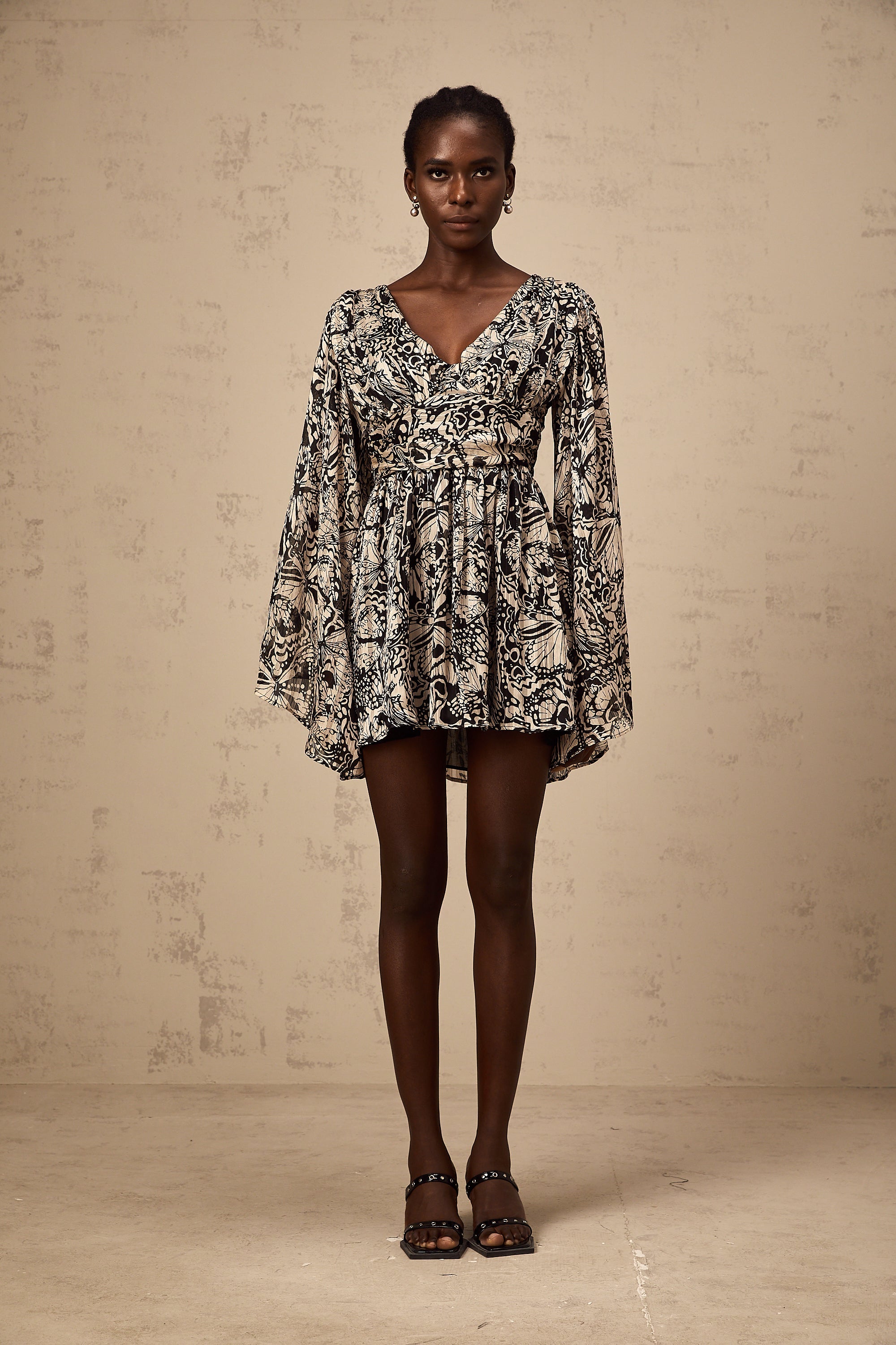 Perrine pattern-print V-neck mini dress (US Only)