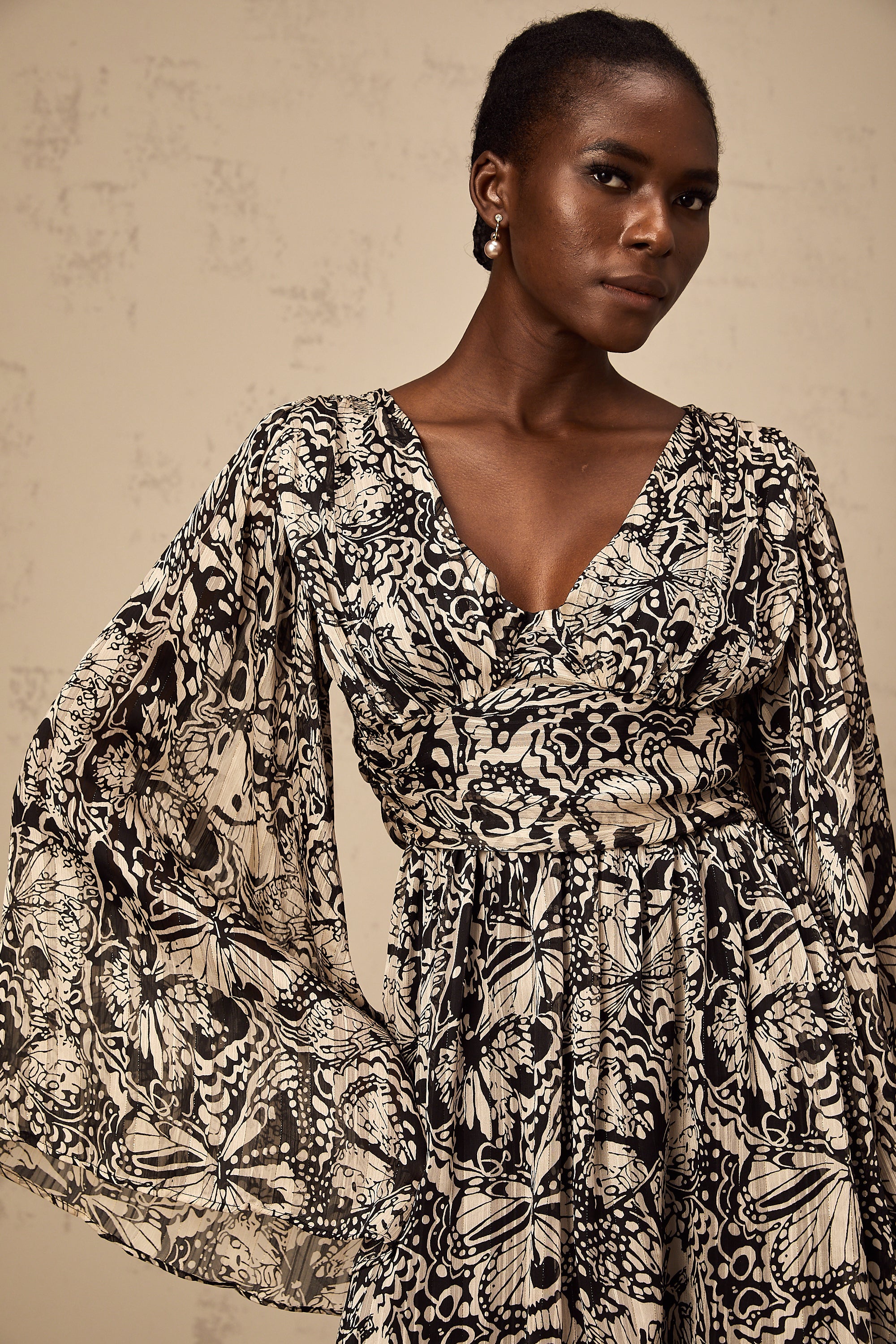 Perrine pattern-print V-neck mini dress (US Only)