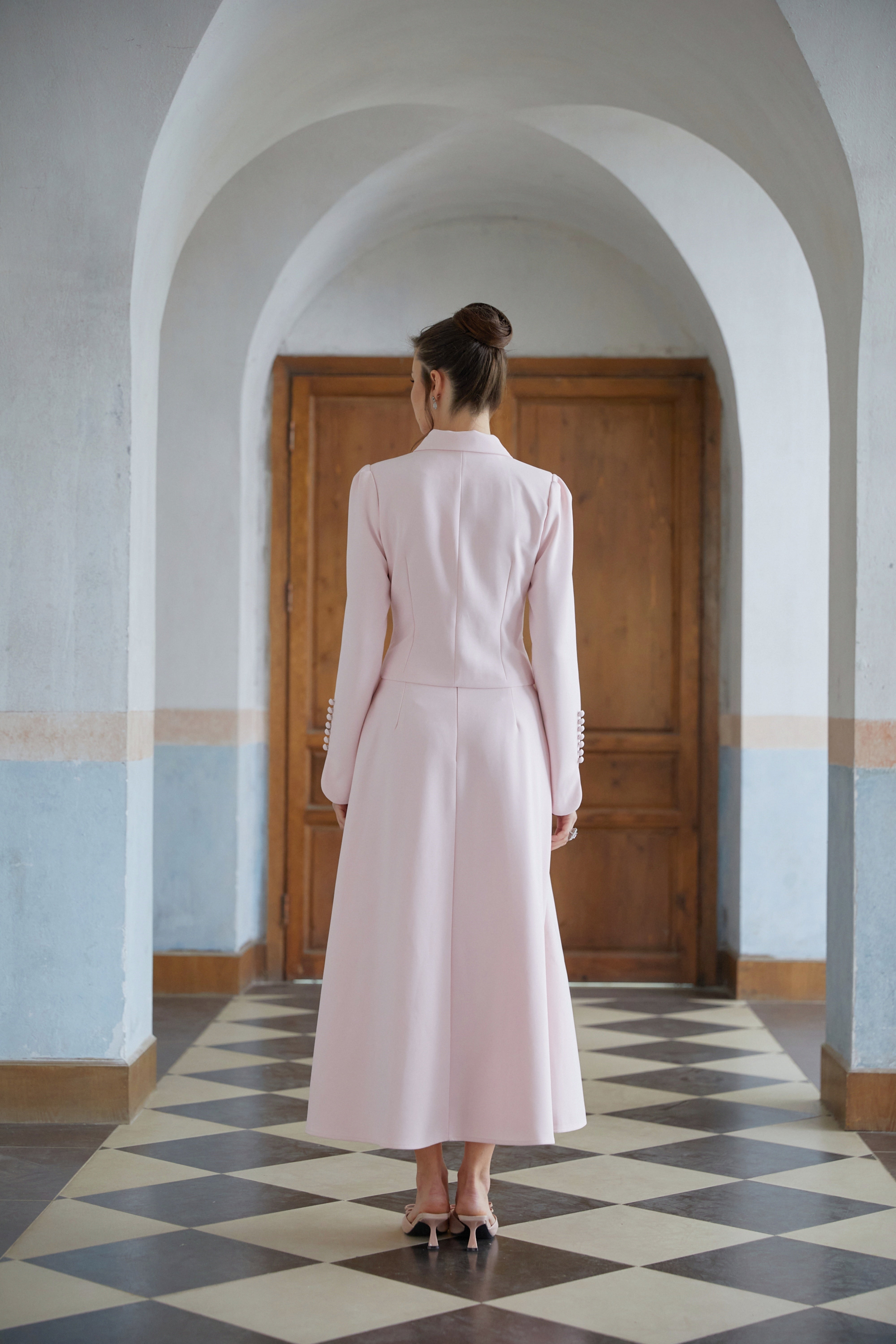 Eira Pink Peter Pan Collar Jacket & Skirt Set