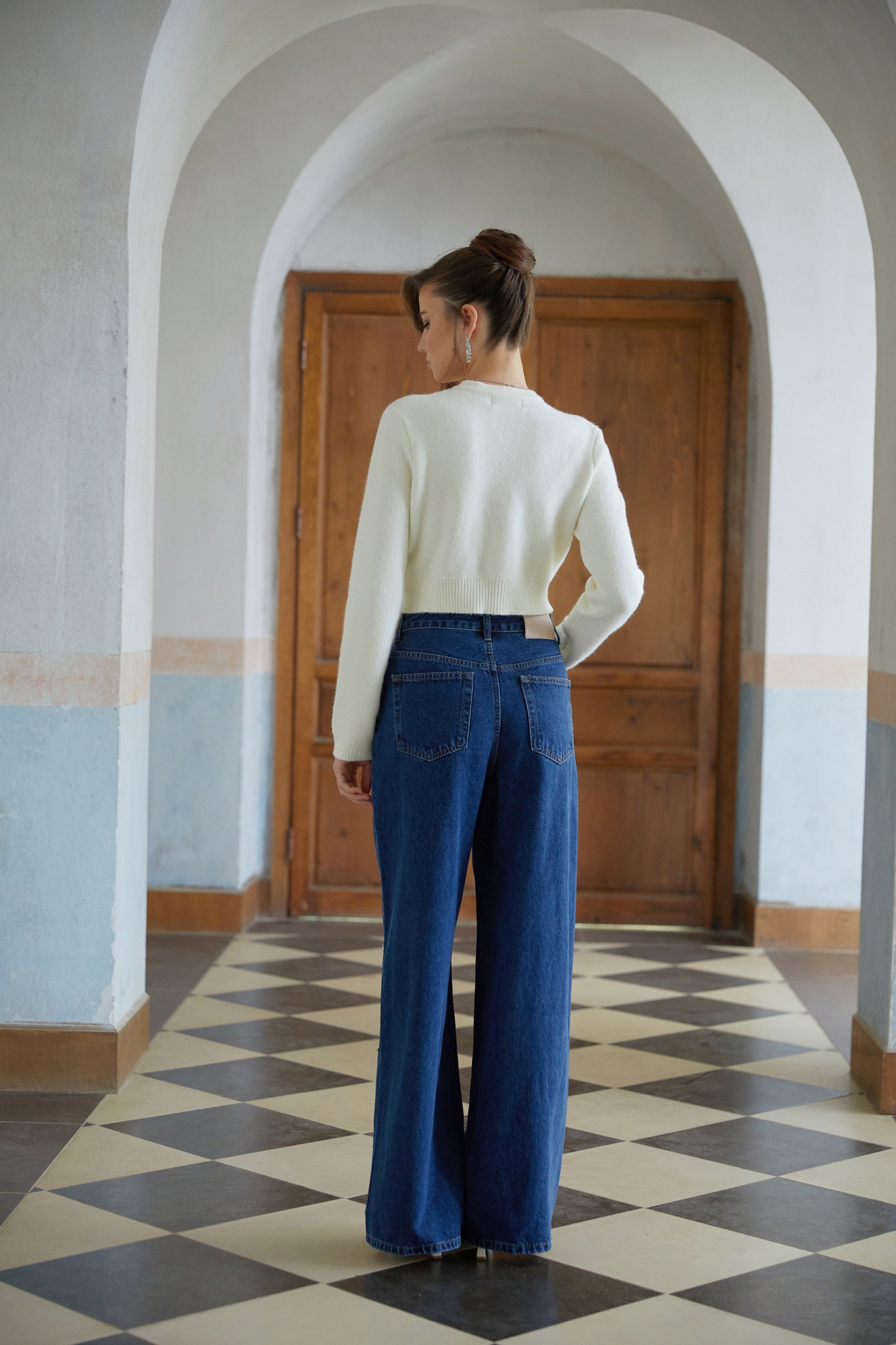 Liliana White Cropped Knit Cardigan