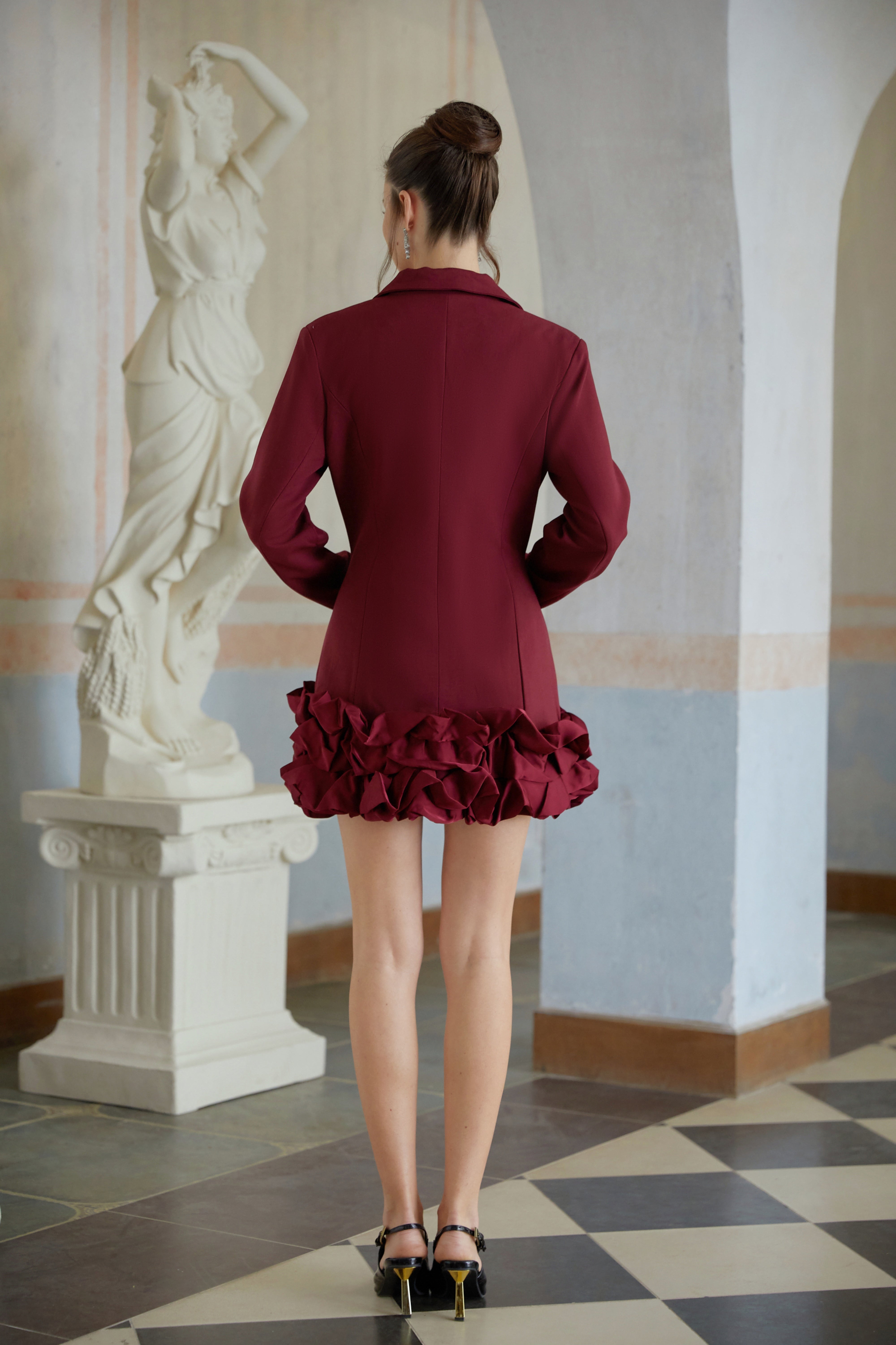 Halldóra Red Bubble Hem Mini Blazer Dress