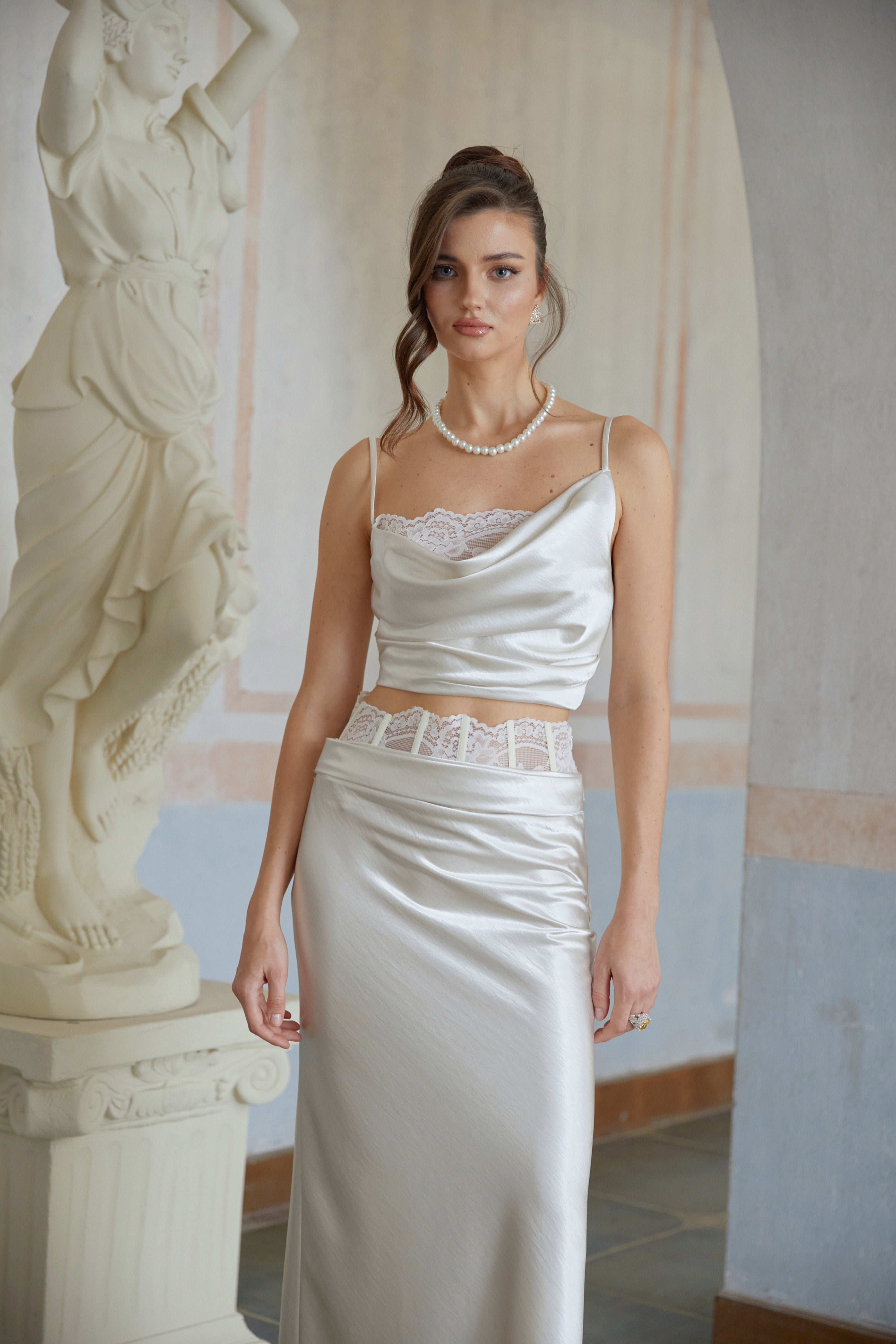 Eeva White Floral Lace Panel Maxi Skirt