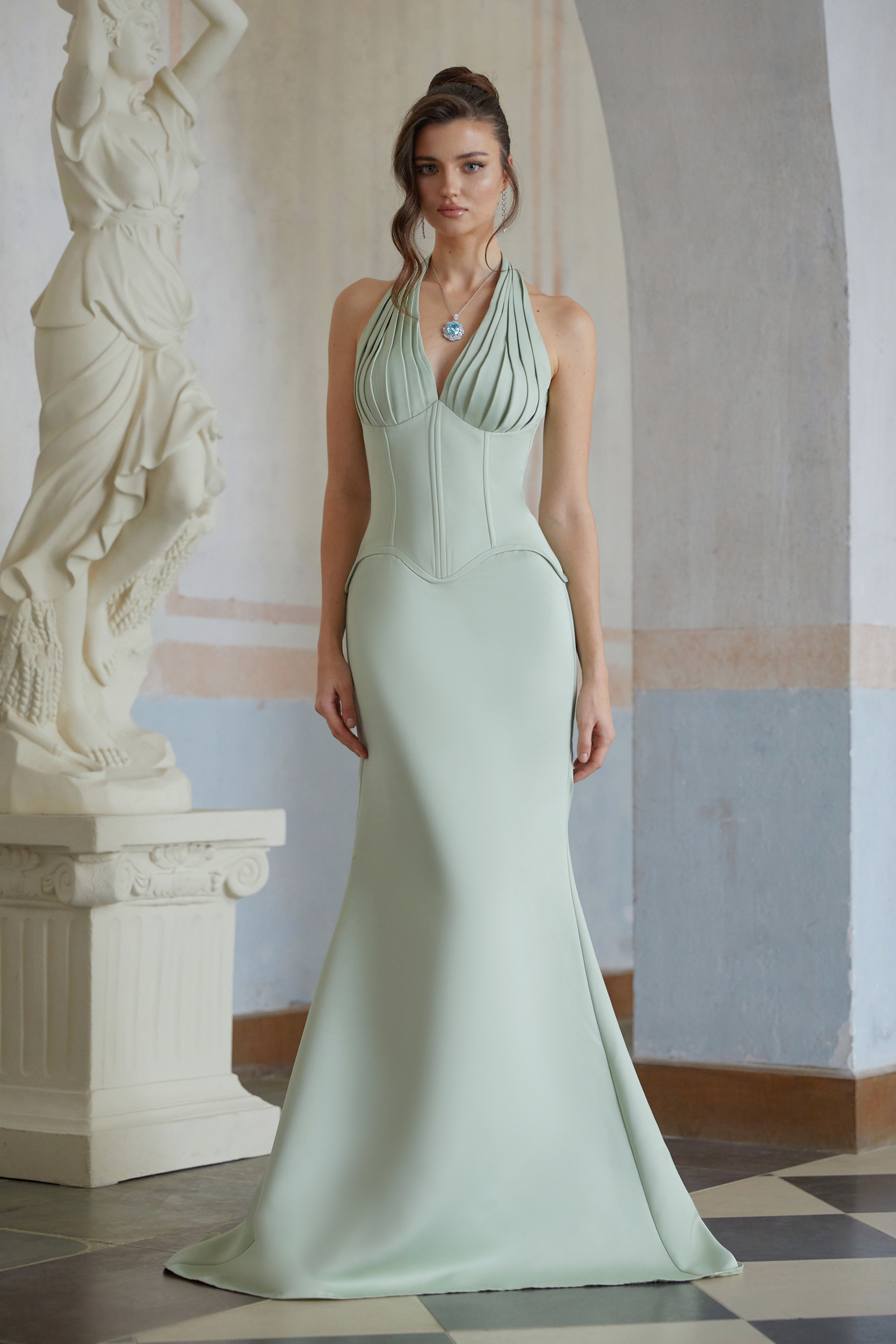 Aurélie Green Halterneck Mermaid Maxi Dress (Final Sale)
