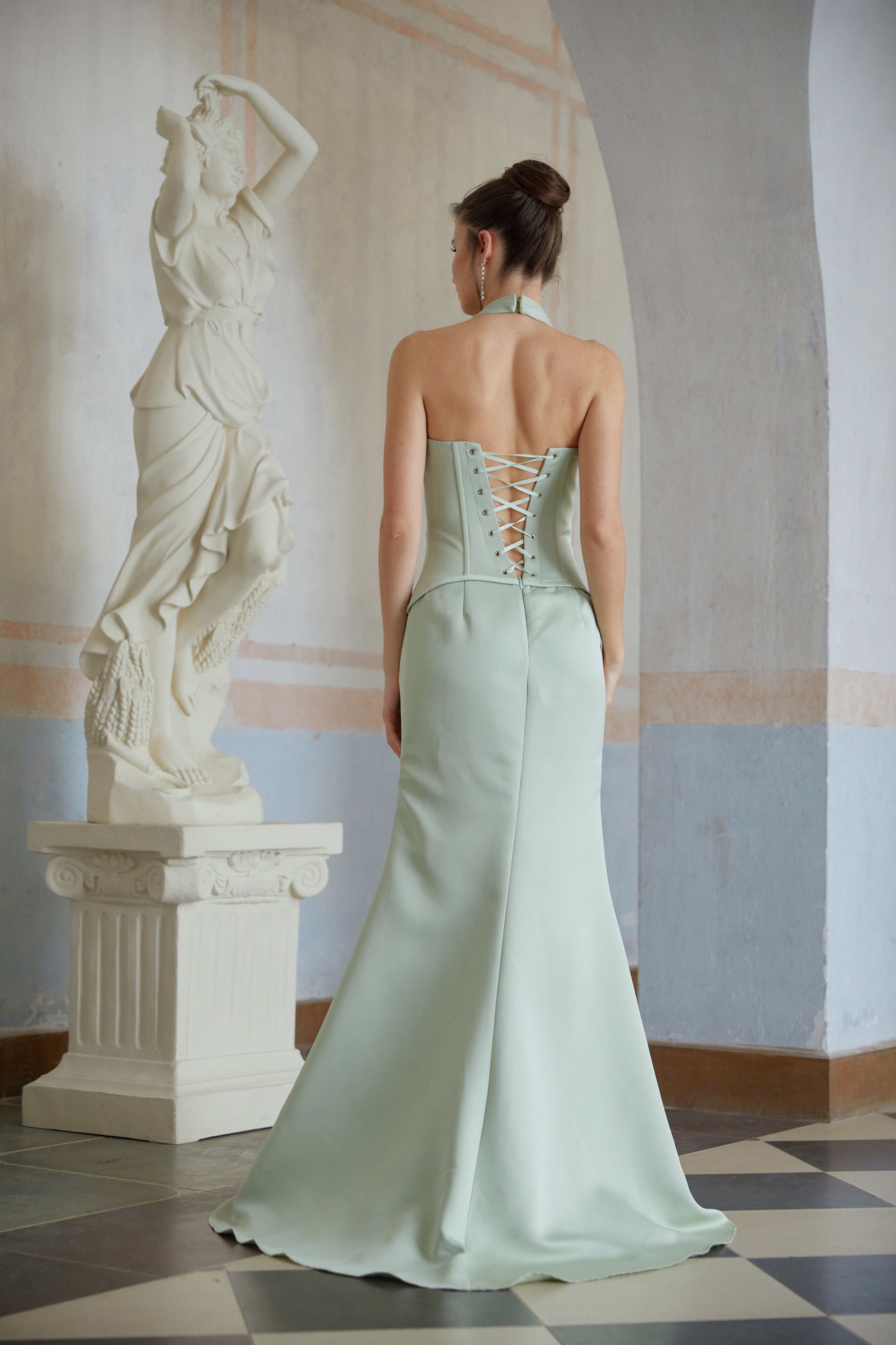 Aurélie Green Halterneck Mermaid Maxi Dress