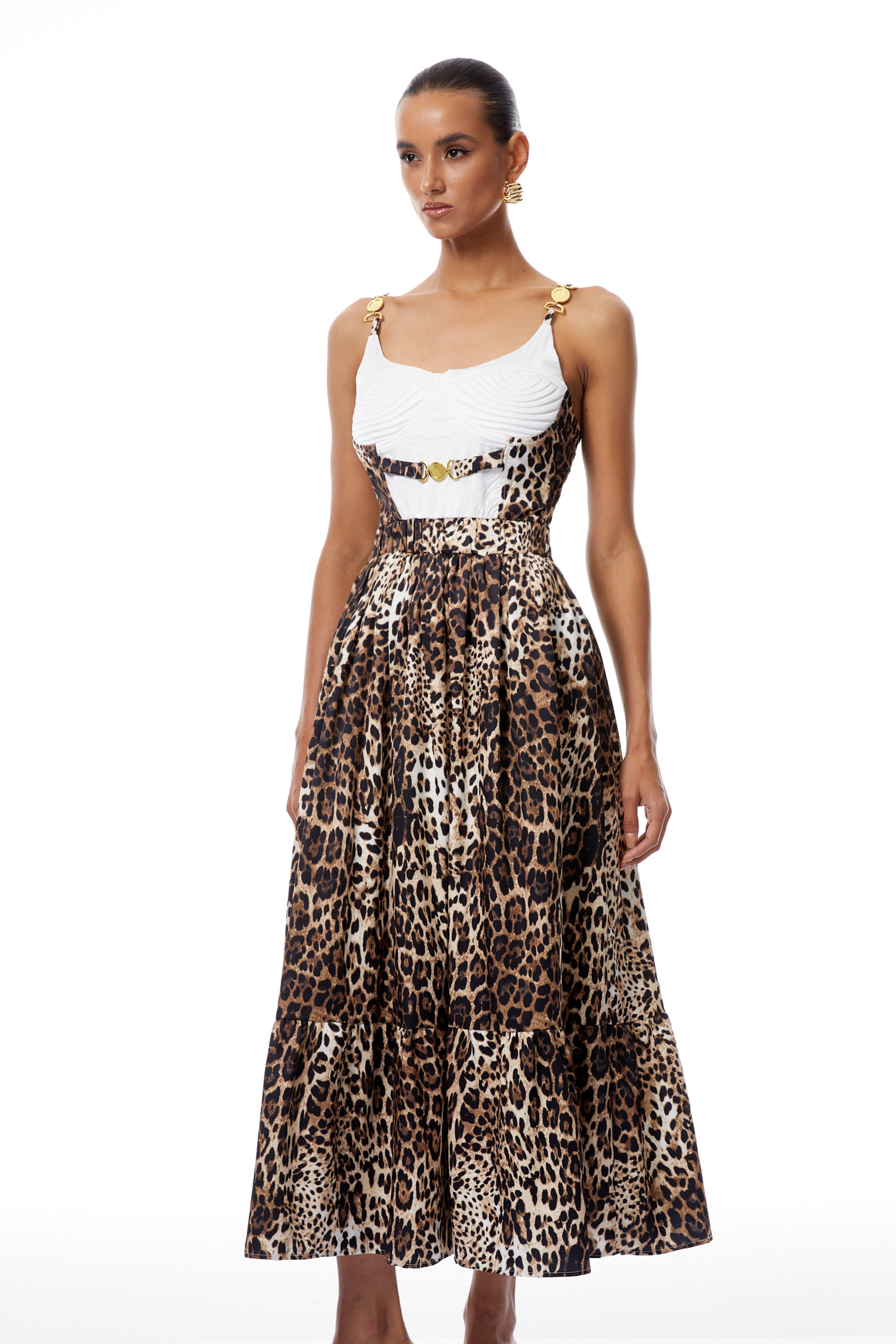 Allegra Brown Leopard Print Maxi Dress