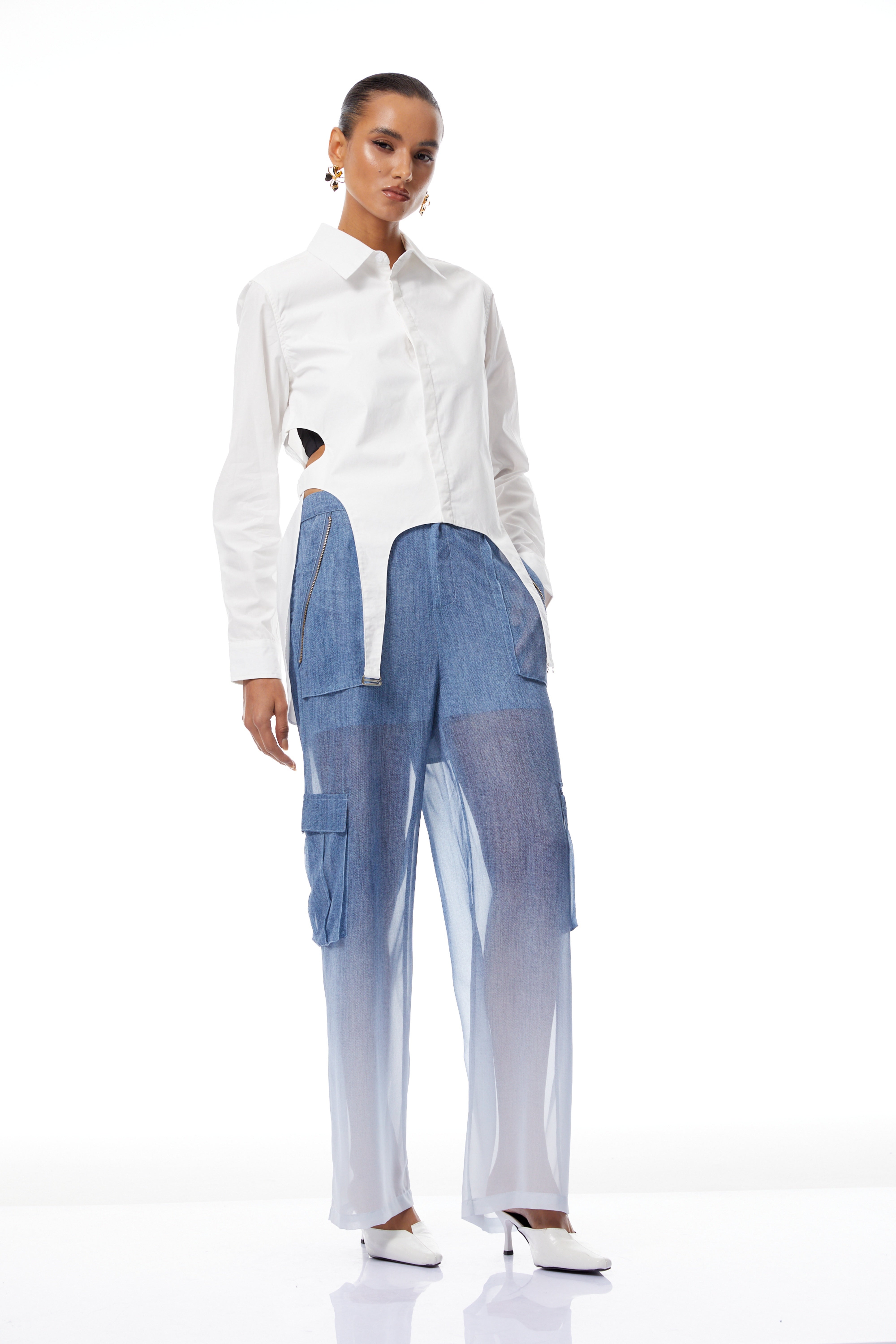 Halsey White Cut Out Asymmetrical Shirt