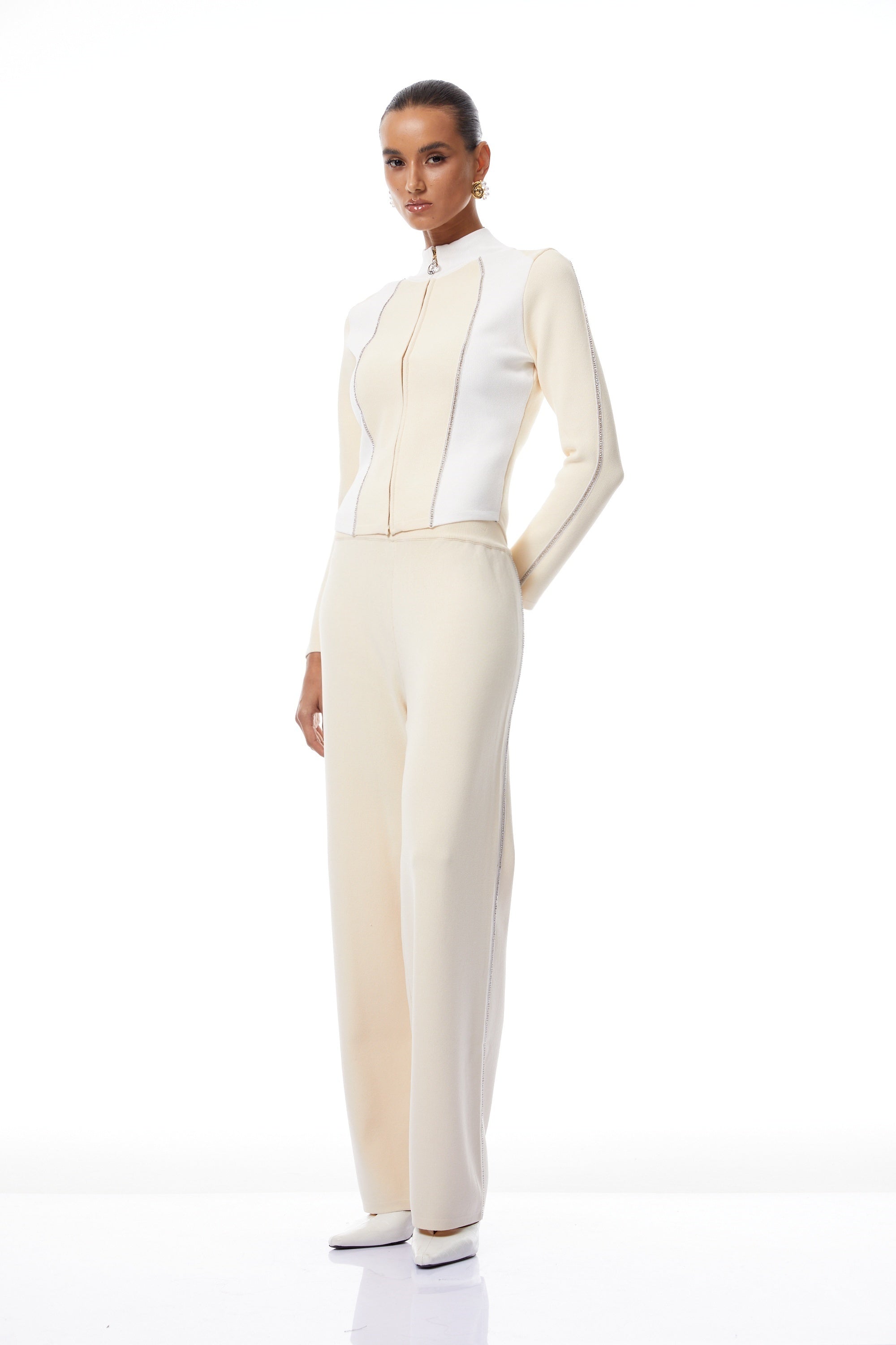 Kennedy Neutral Metallic Threaded Knit Co-ord Set