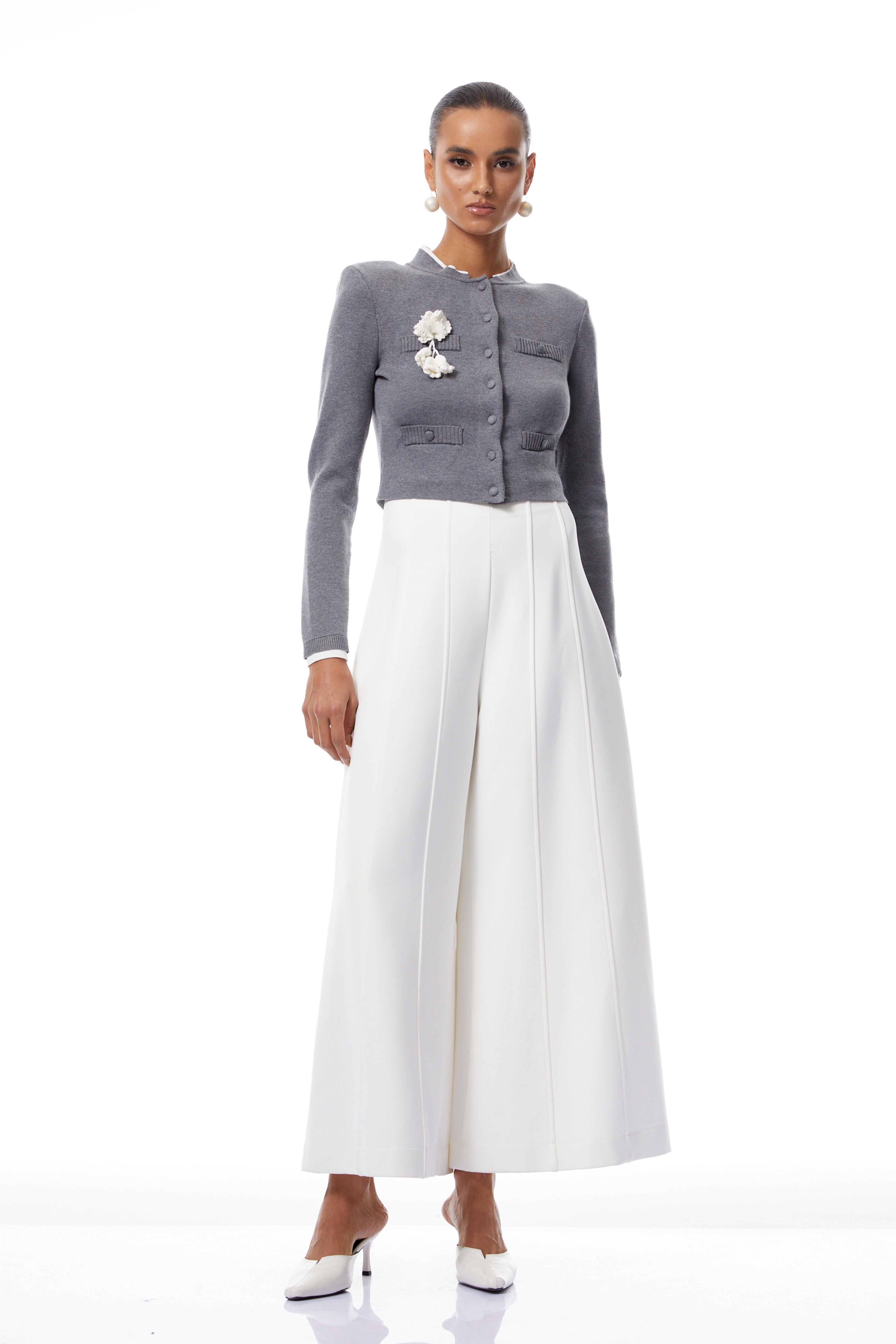 Lisette Grey 3D Petal Knit Cardigan (Final Sale-US Only)