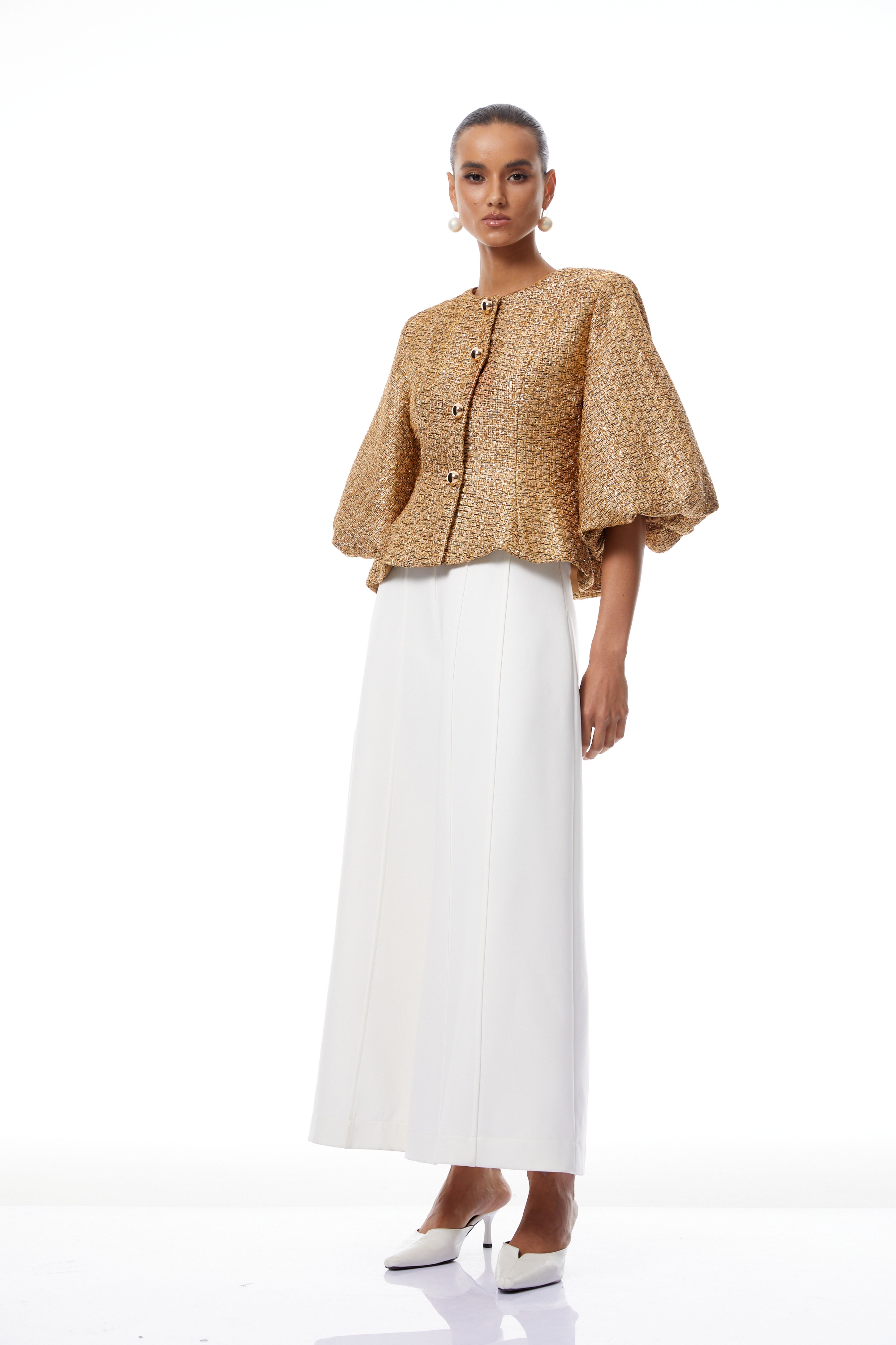 Clothilde Gold Sequined Tweed Jacket (Final Sale-US Only)