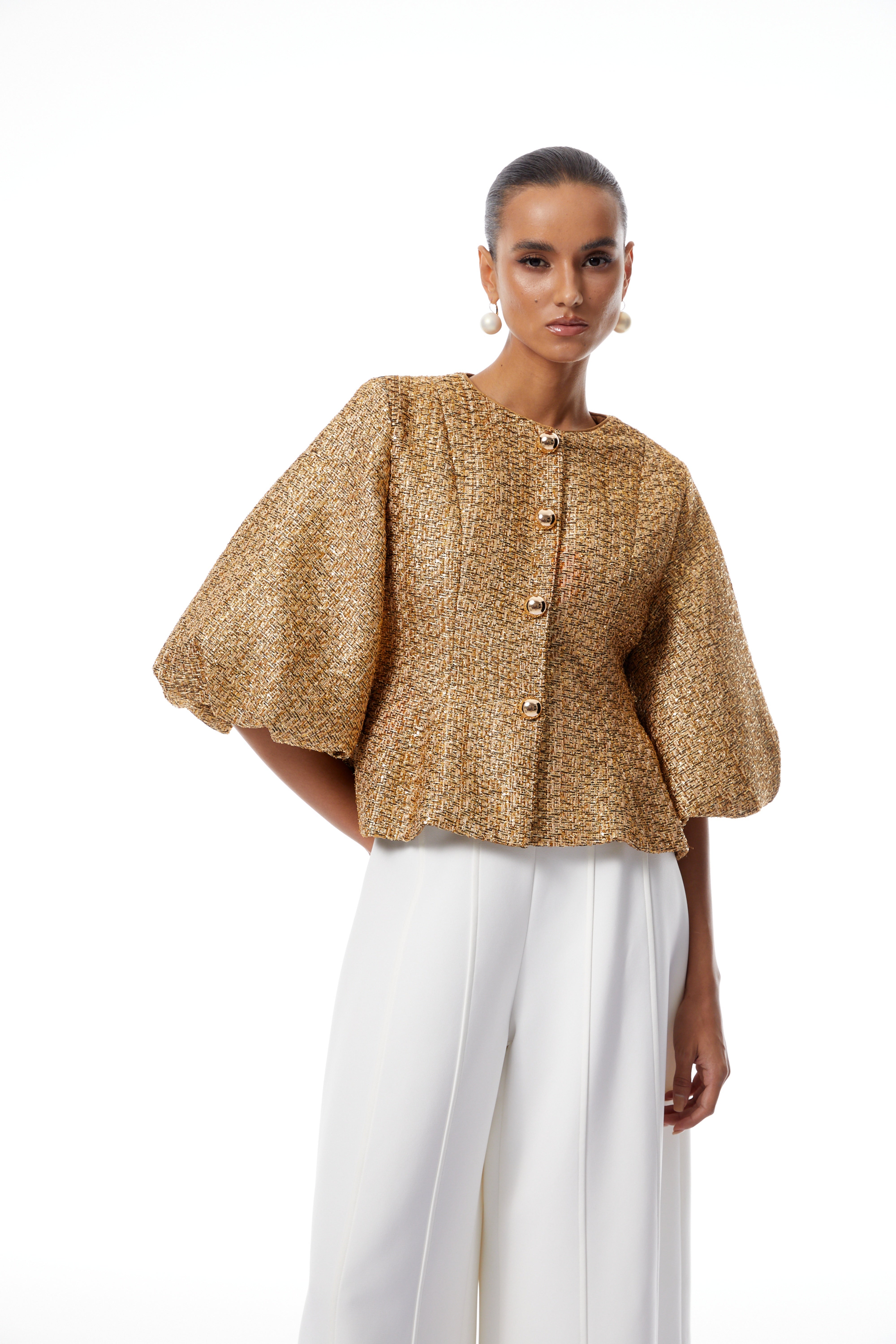 Clothilde Gold Sequined Tweed Jacket (Final Sale-US Only)