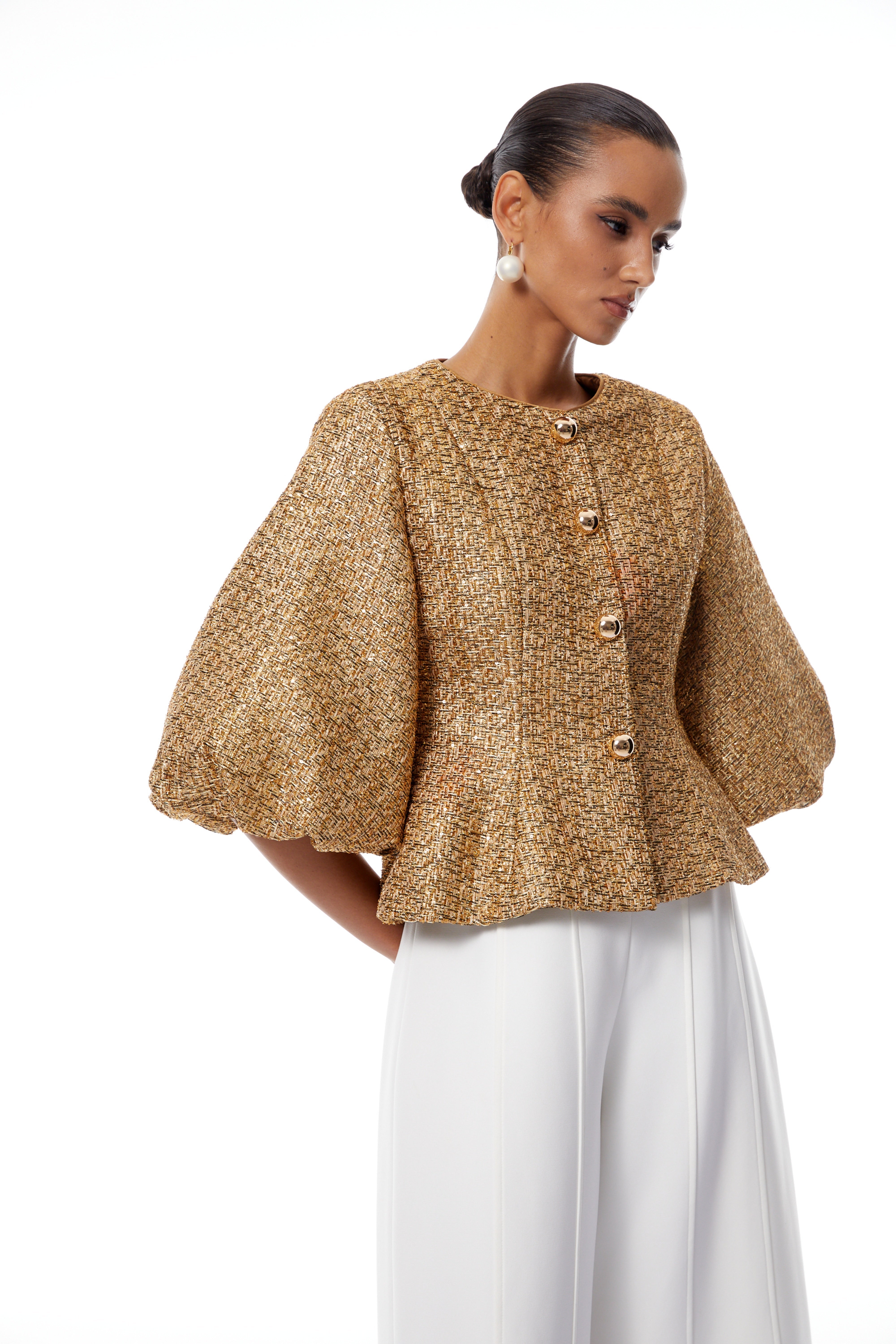 Clothilde Gold Sequined Tweed Jacket (Final Sale-US Only)