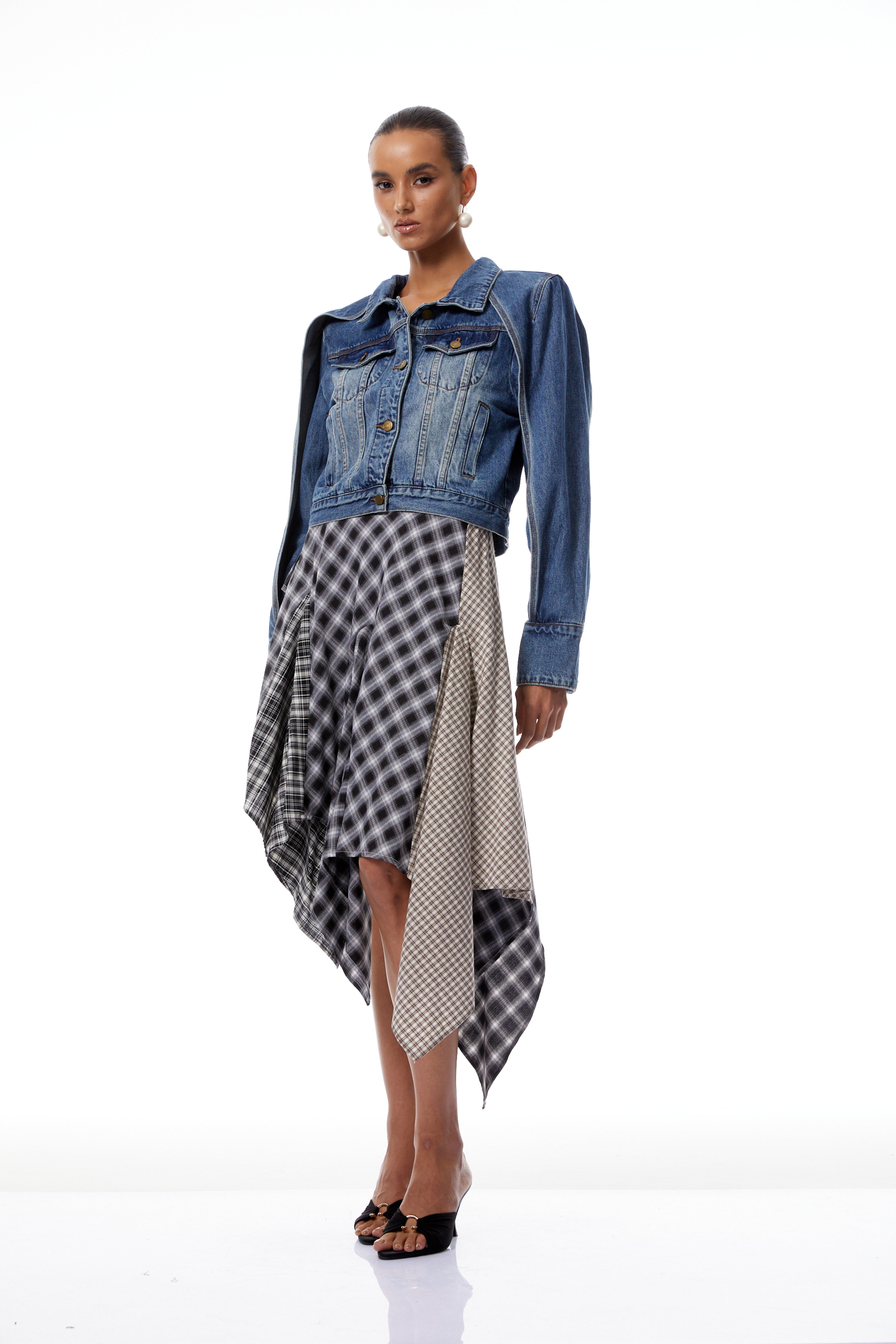 Calypso Blue Shawl Design Denim Short Jacket