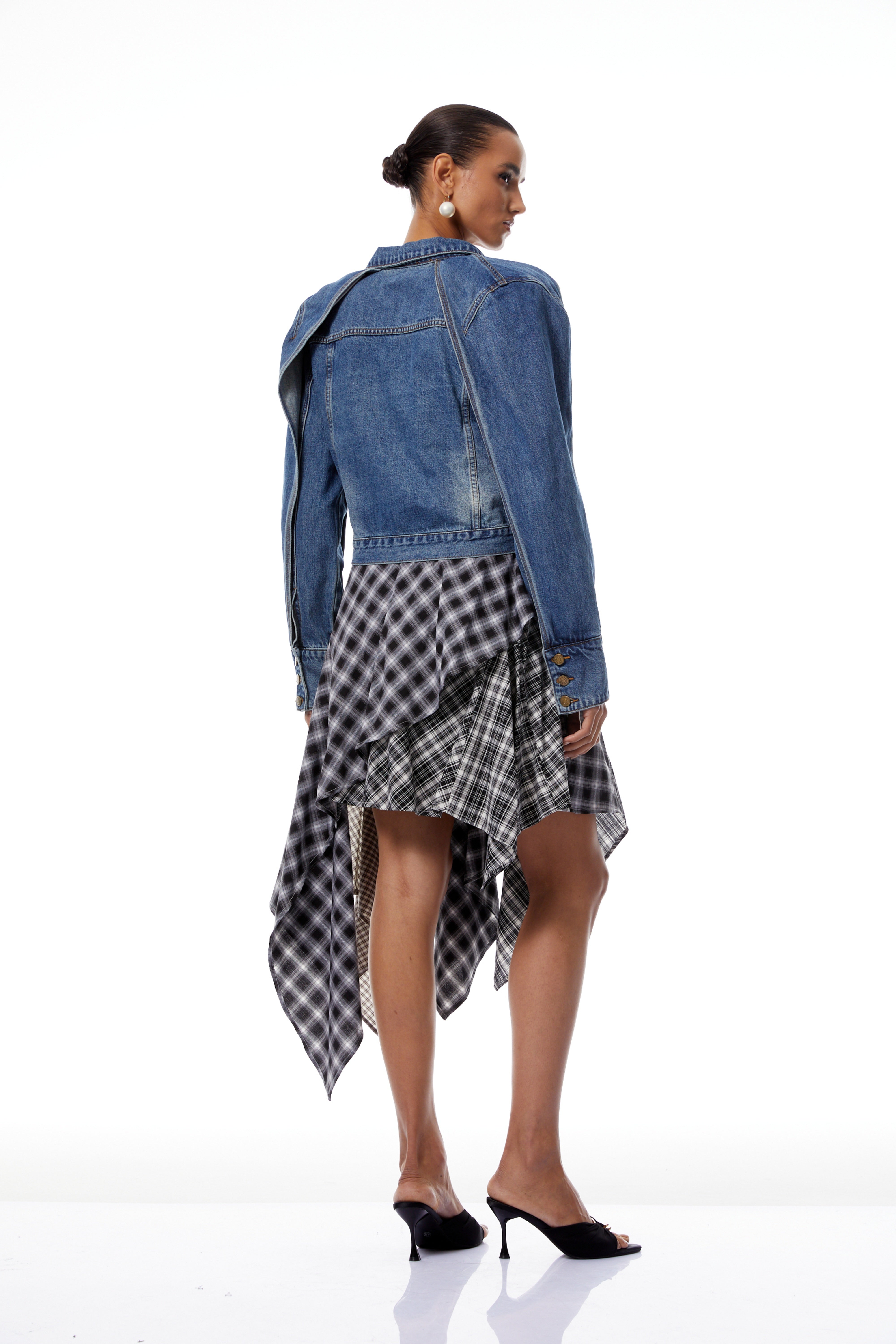 Calypso Blue Shawl Design Denim Short Jacket
