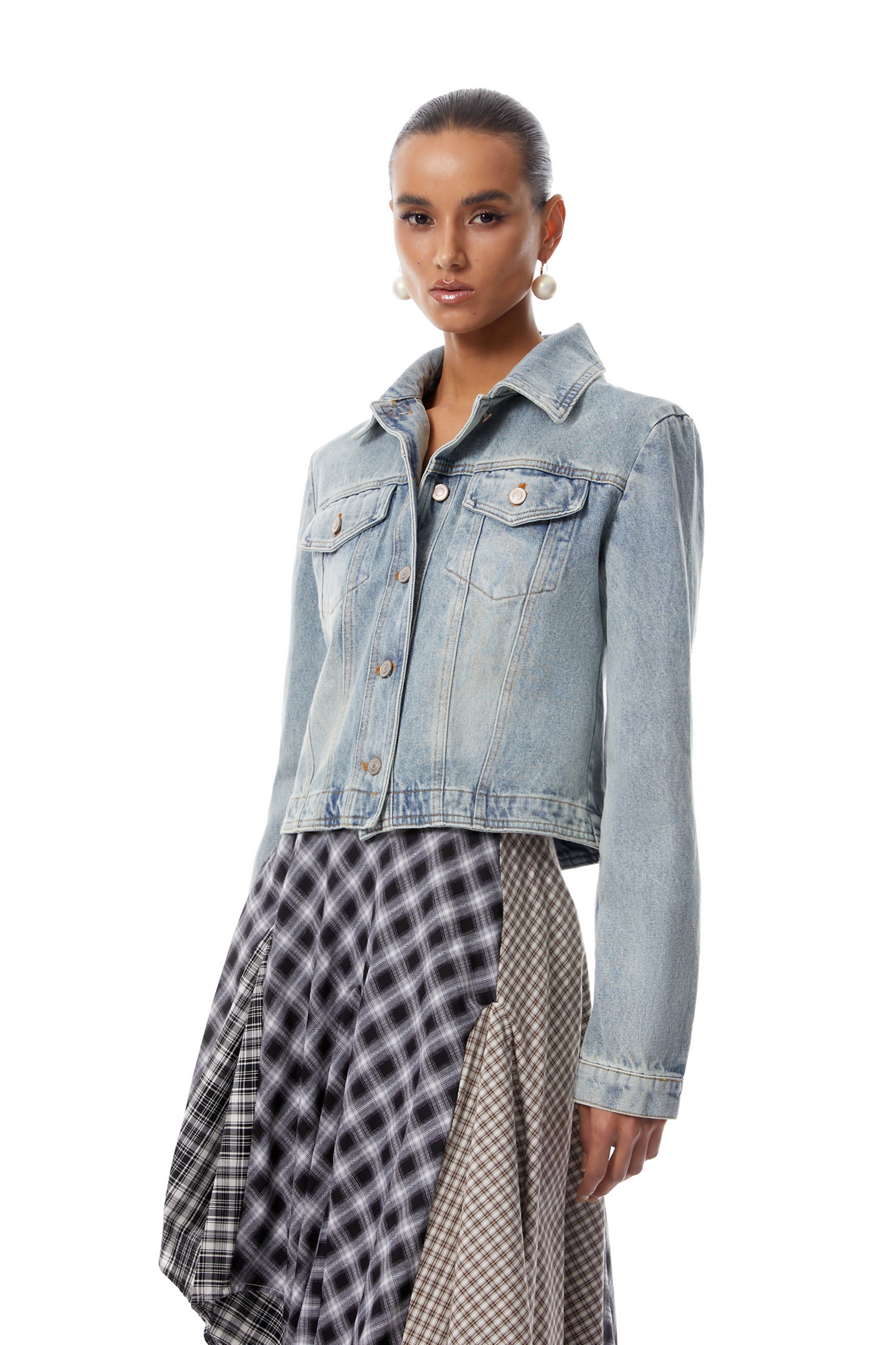 Zadie Blue Lace Up Denim Short Jacket