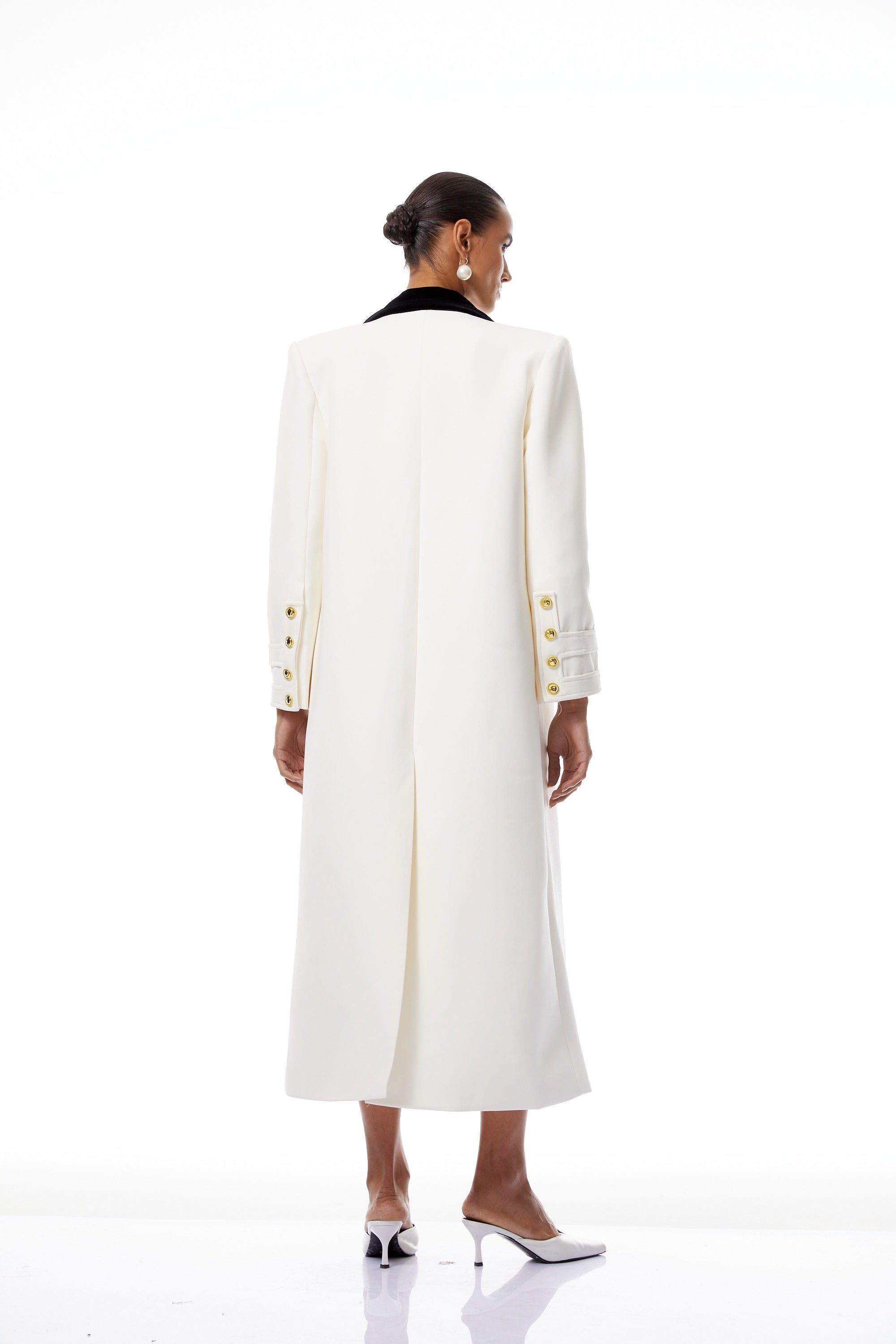 Rodica White Double-Breasted Overcoat