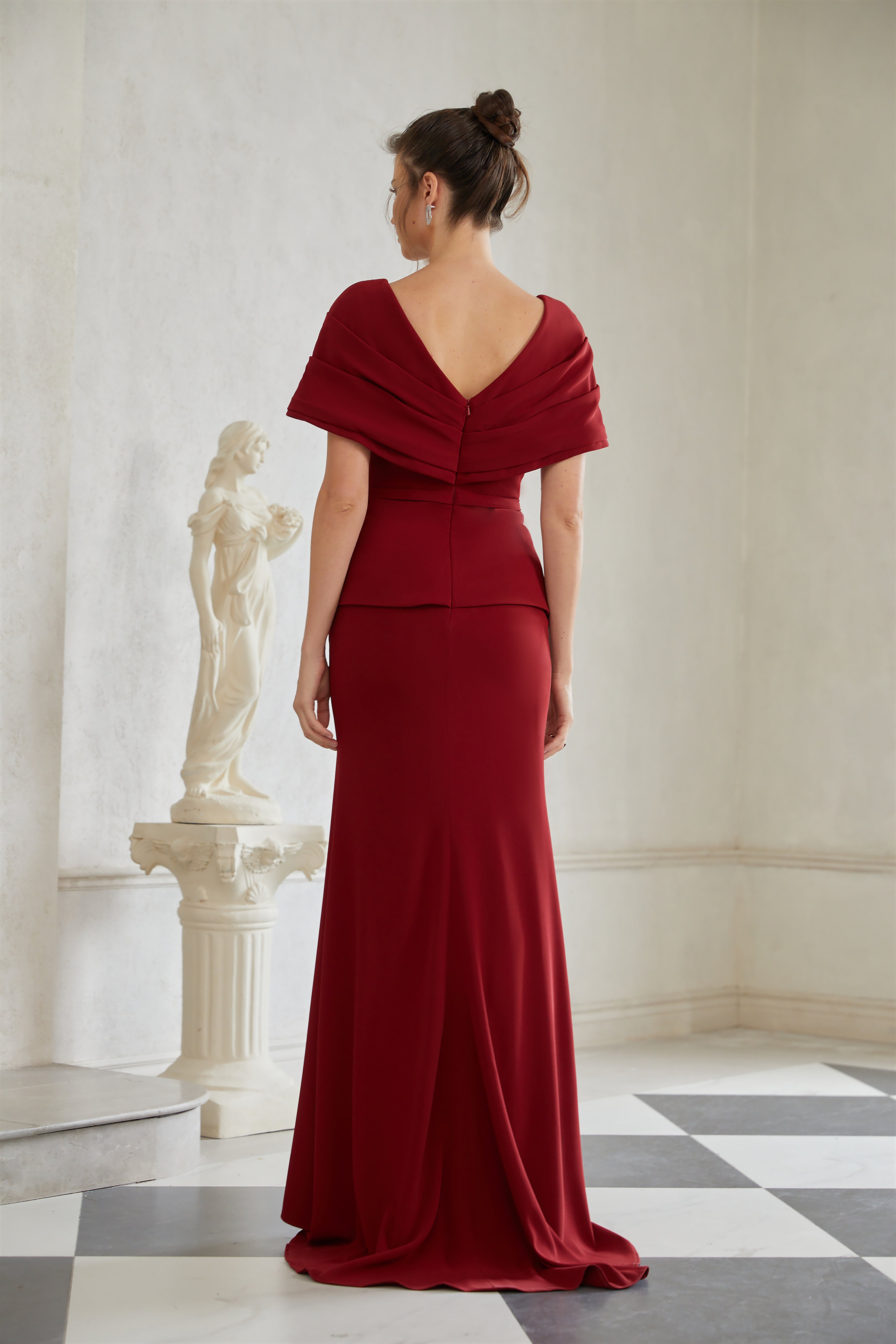 red ruched dress Lauren Red Ruched Shawl Detail Maxi Dress (Final Sale-US Only)