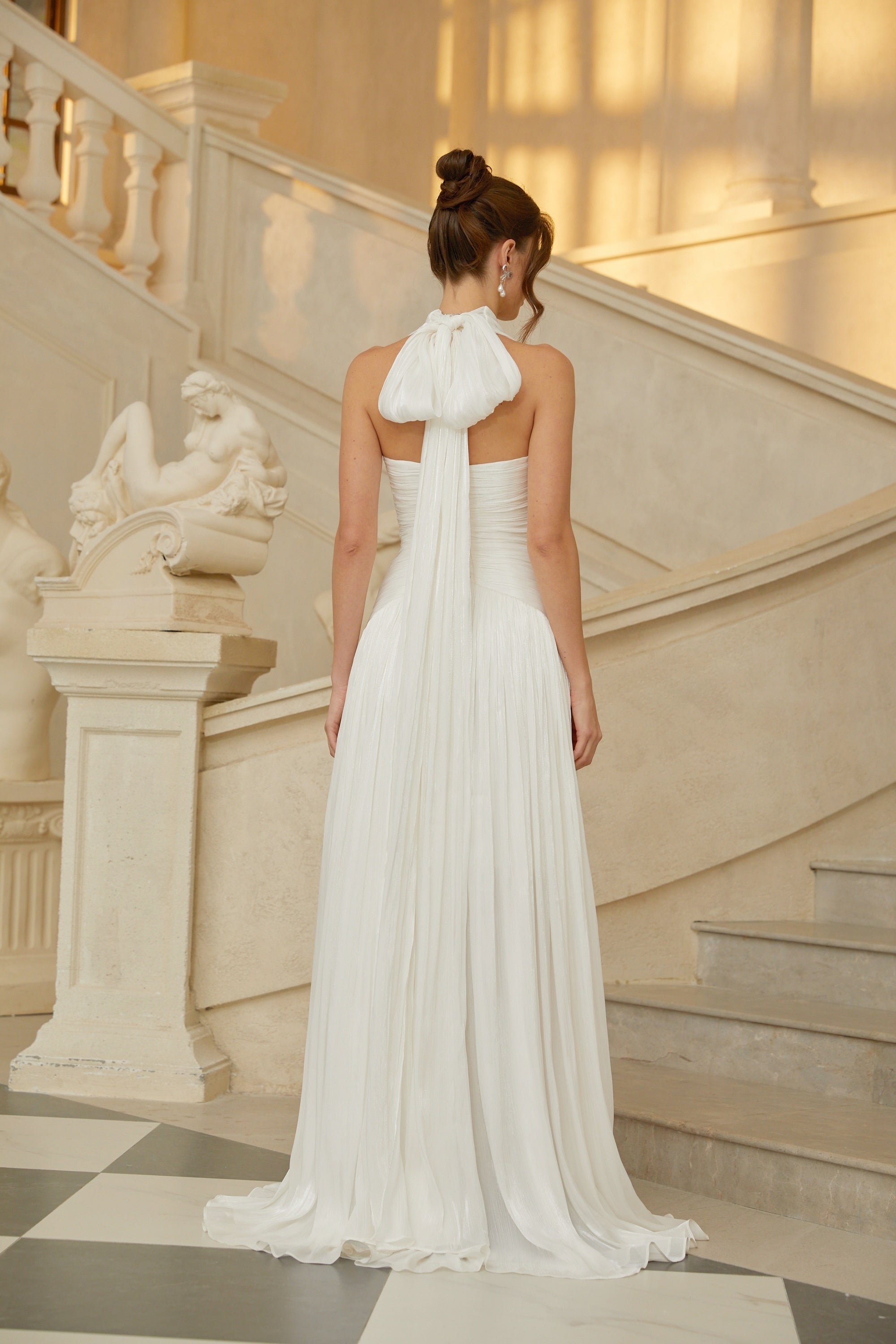 Uranie White Gathered Maxi Dress