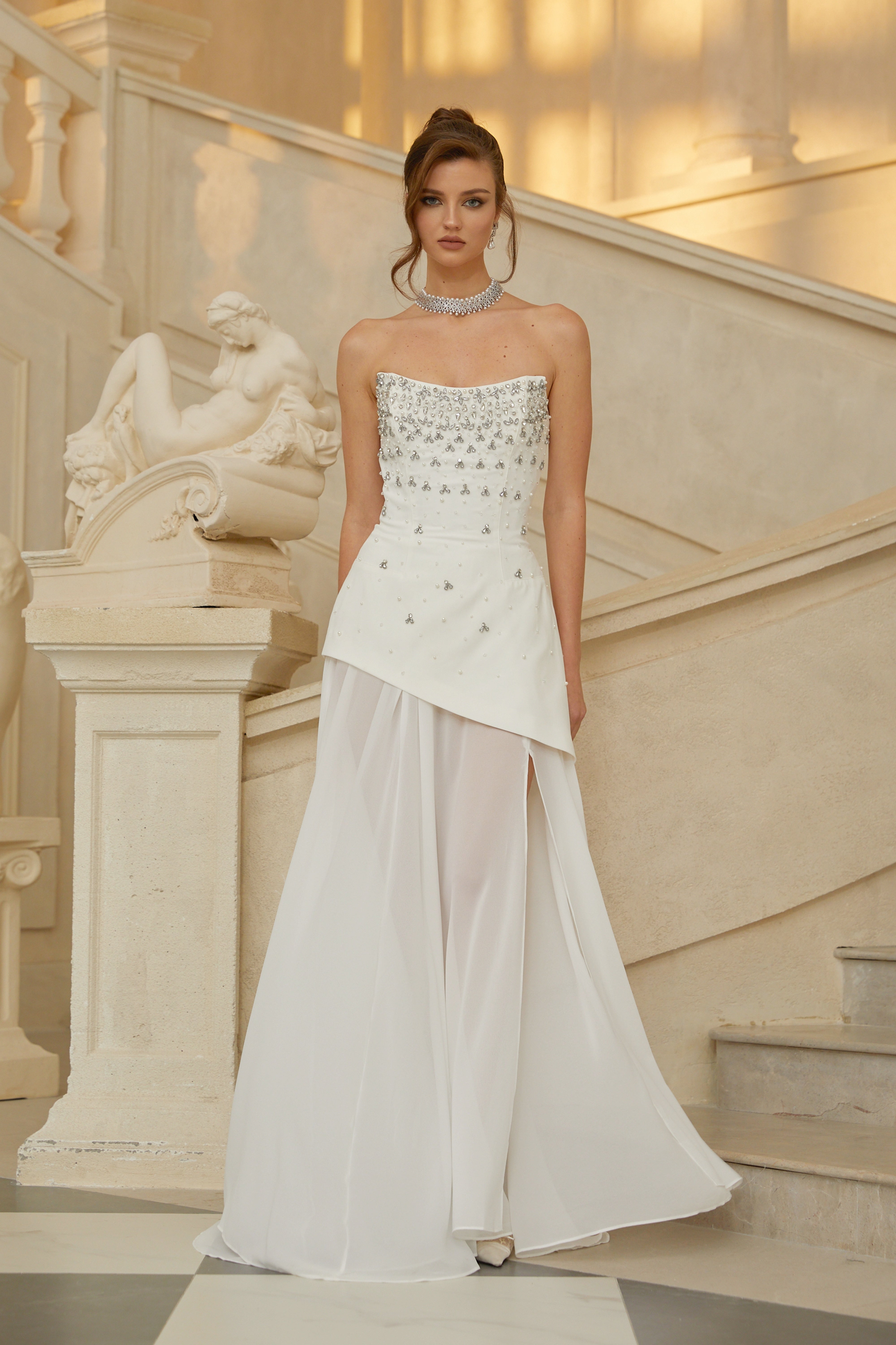 Melisande White Embellished Dress & Skirt Set (Final Sale-US Only)