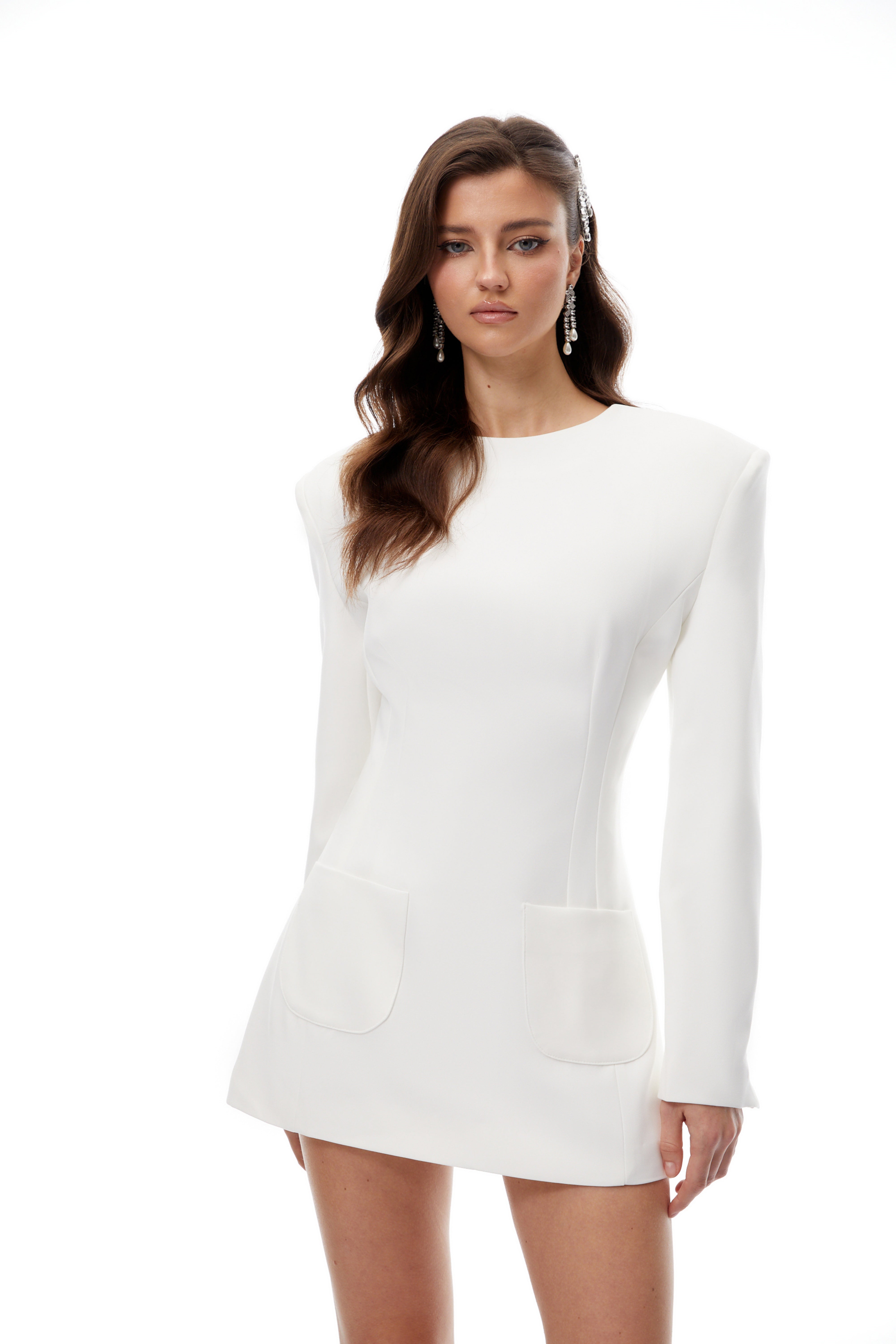 Giuseppina White Darted Structured Mini Dress