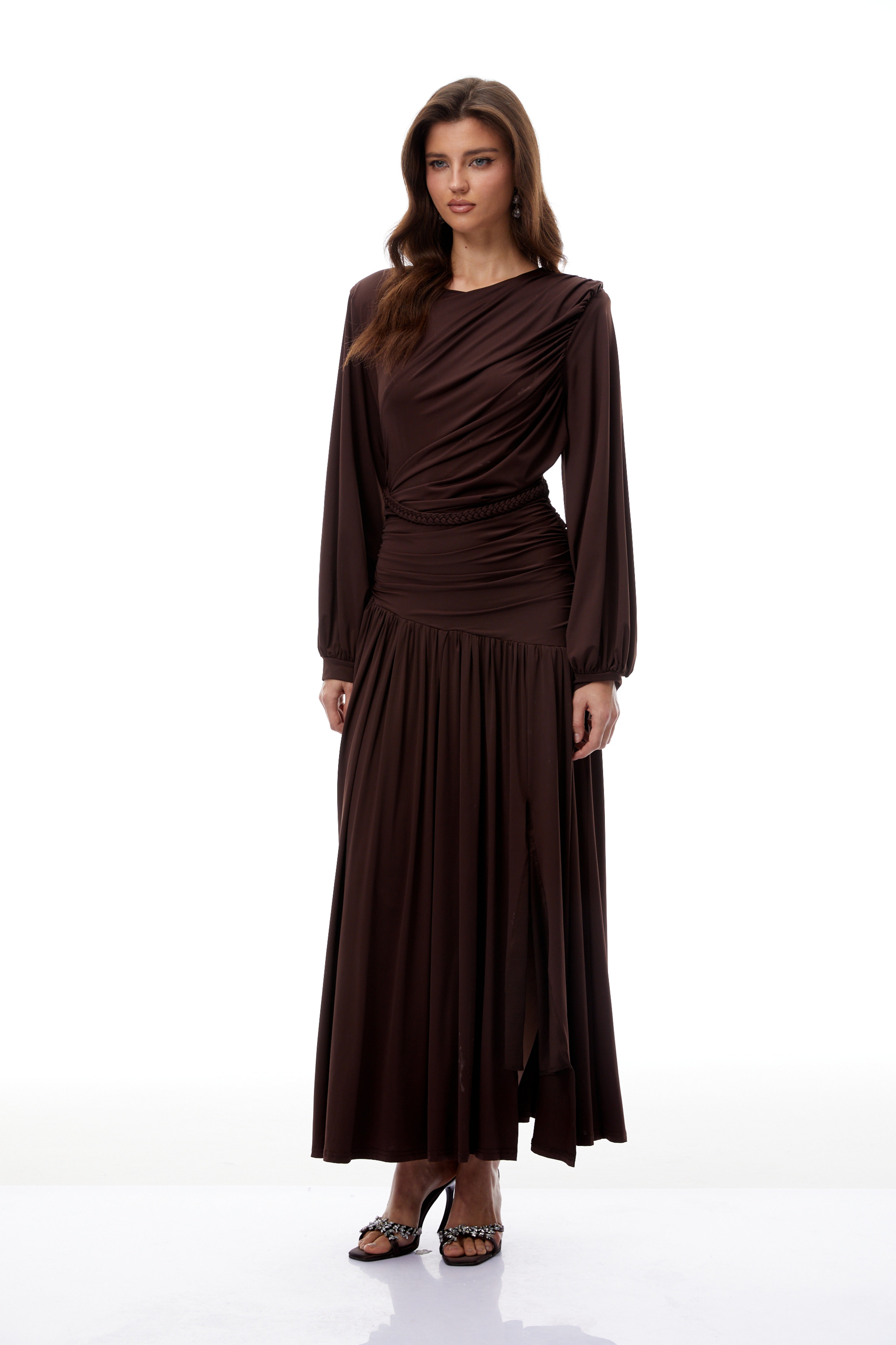 Tabitha Brown Braid Detail Ruched Maxi Dress (Final Sale-US Only)