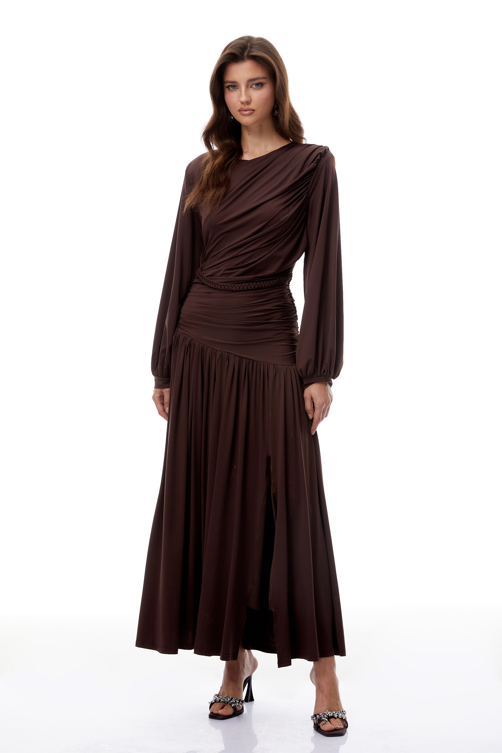 Tabitha Brown Braid Detail Ruched Maxi Dress