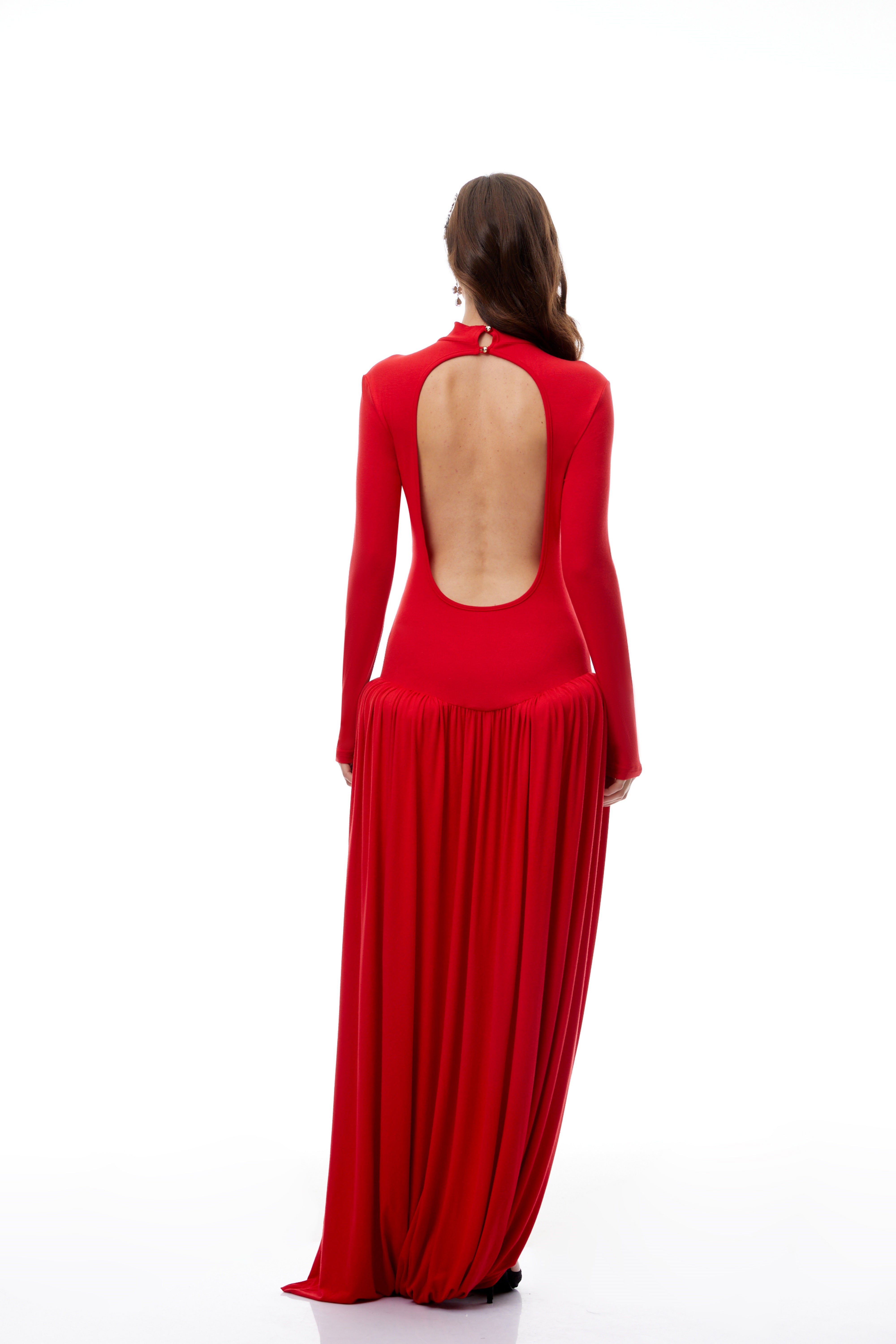 Sagesse Red Open Back Asymmetrical Maxi Dress (Final Sale-US Only)