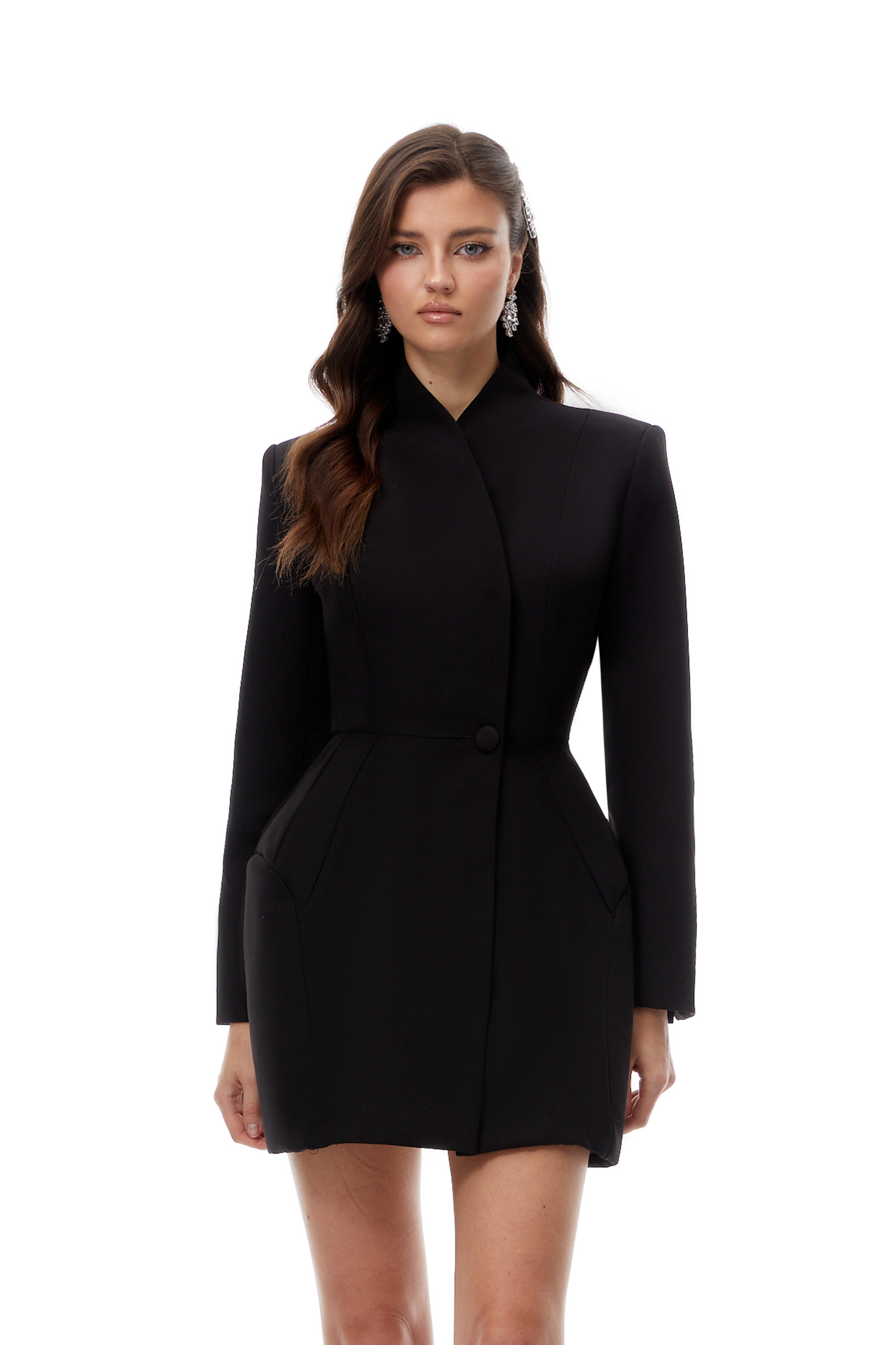 Marjorie Black Stand Collar Mini Blazer Dress
