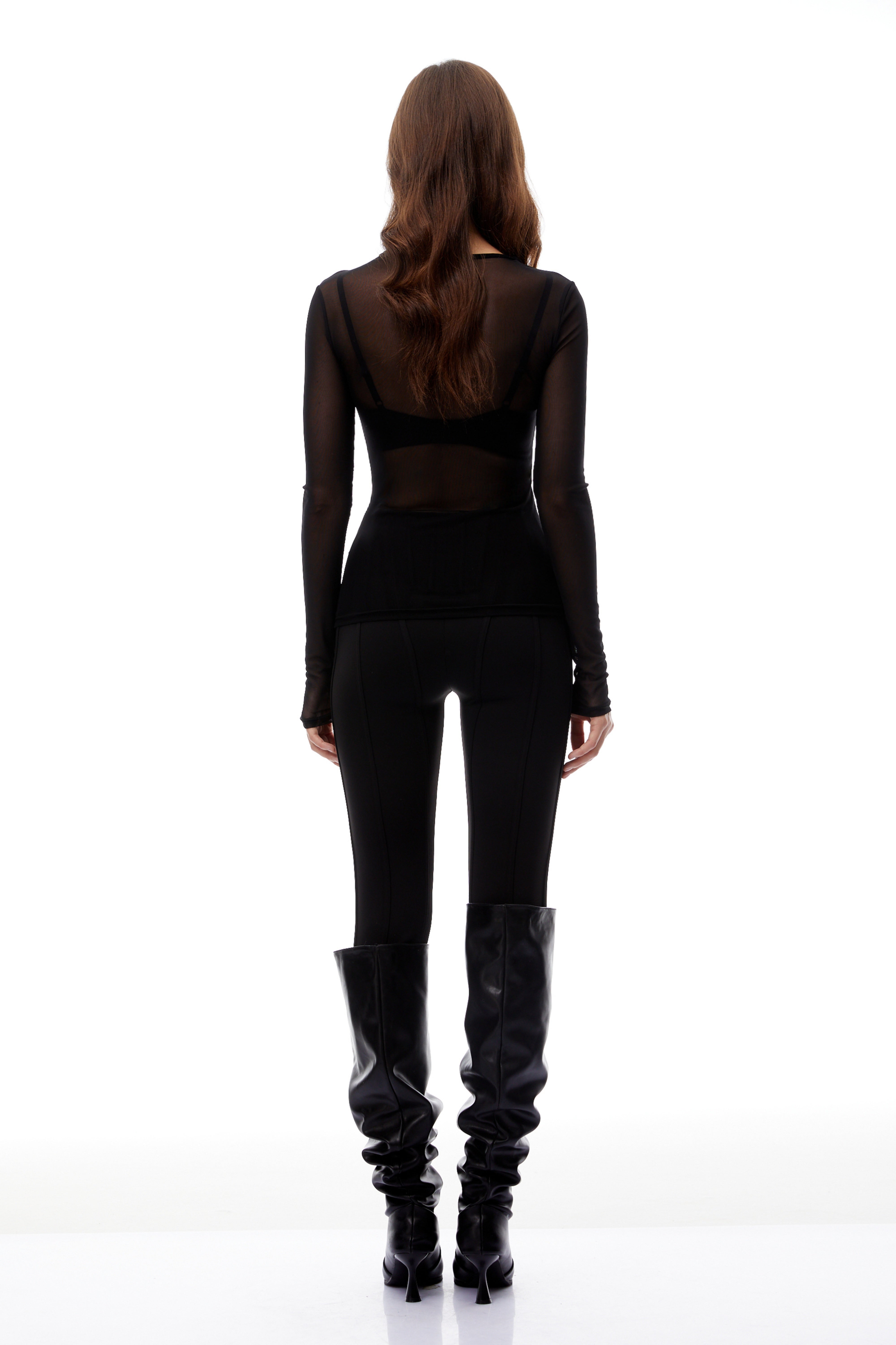 Apolline Black Sequined Sheer Mesh Blouse