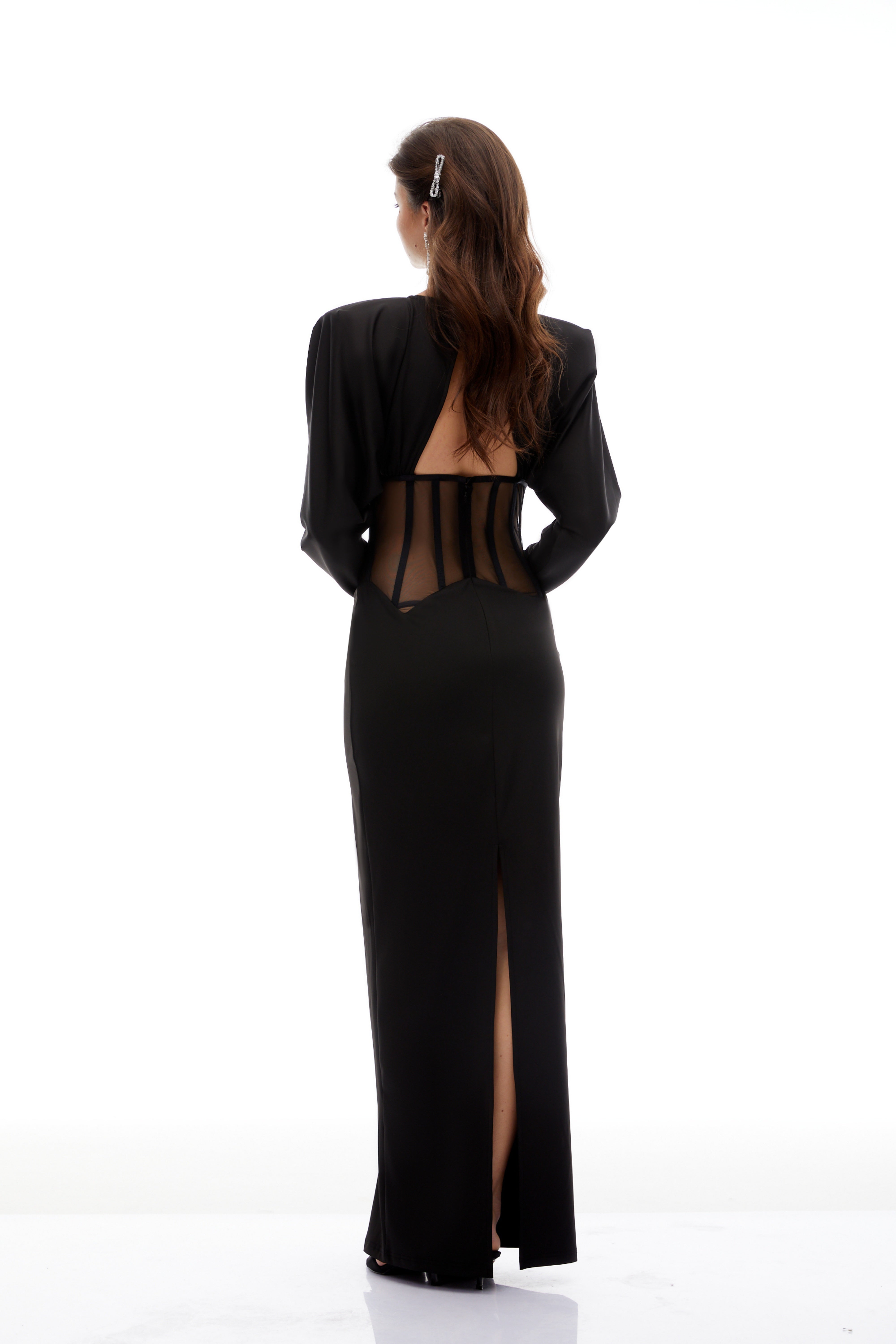 Lindsay Black Cut Out Corset Panel Maxi Dress