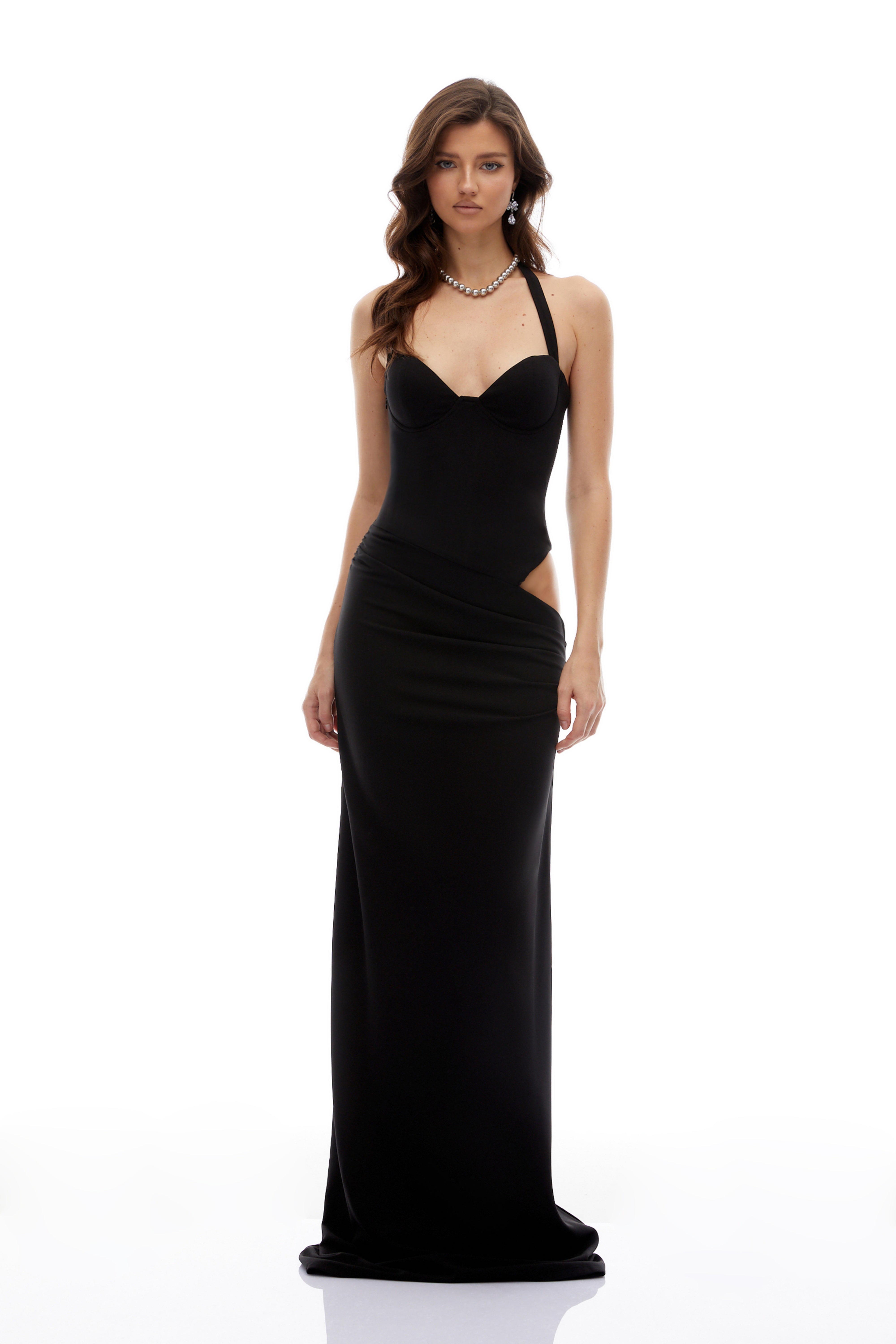 Kaelin Black Halterneck Cut Out  Maxi Dress (Final Sale)