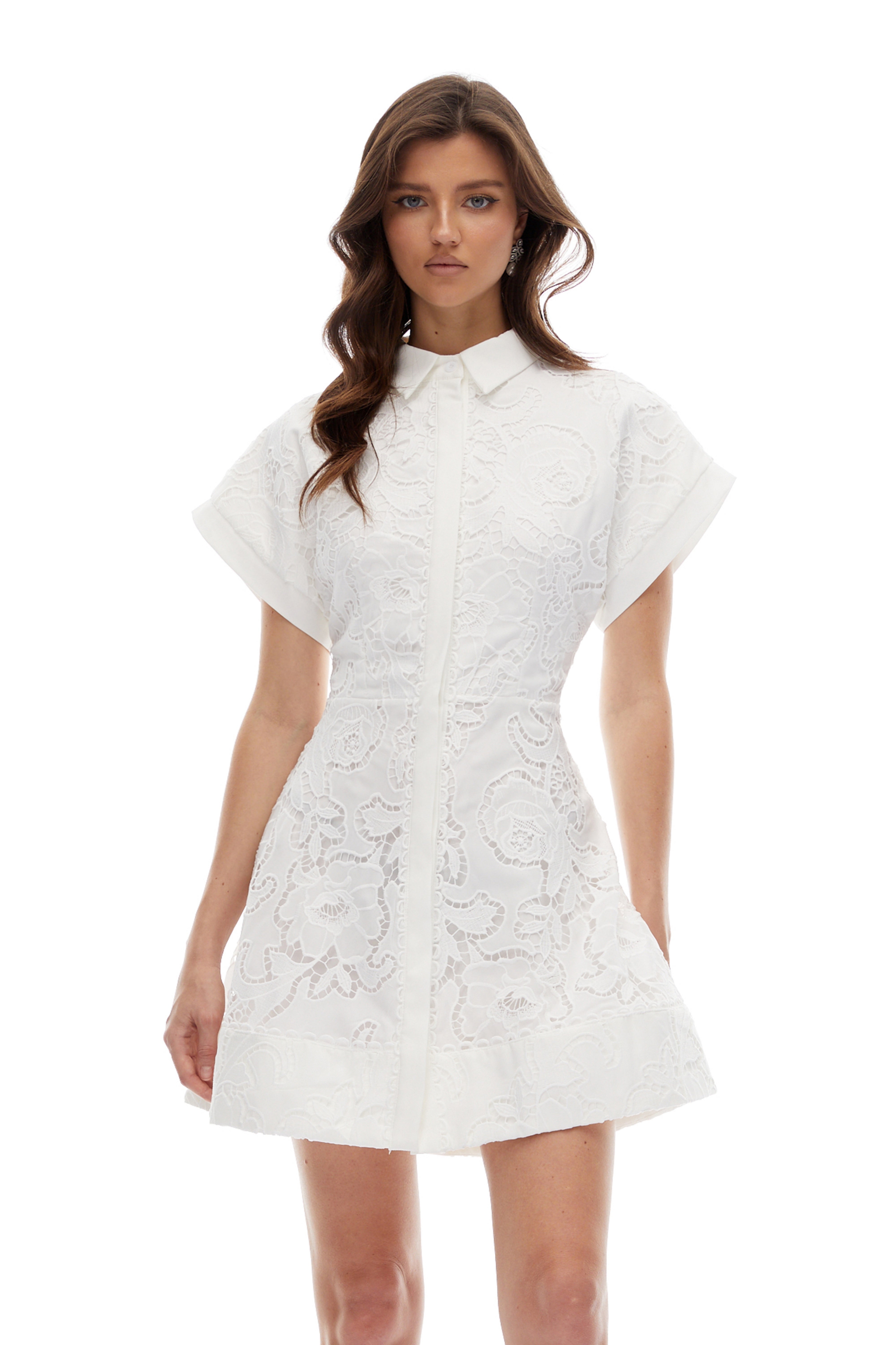 Darlene White Floral Embroidered Lace Mini Dress (Final Sale-US Only)