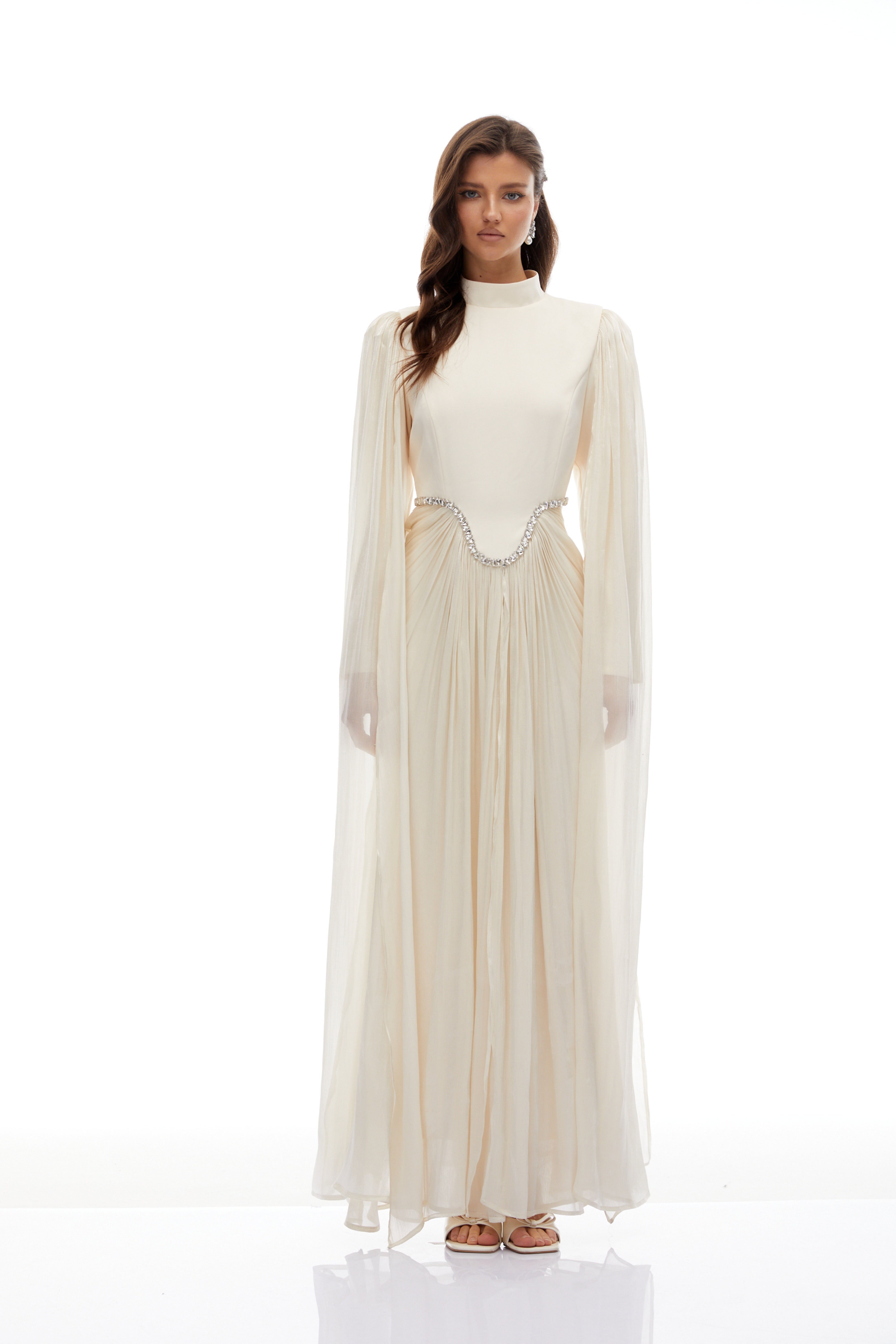 Andrine White Crystal Embellished Maxi Dress (Final Sale)