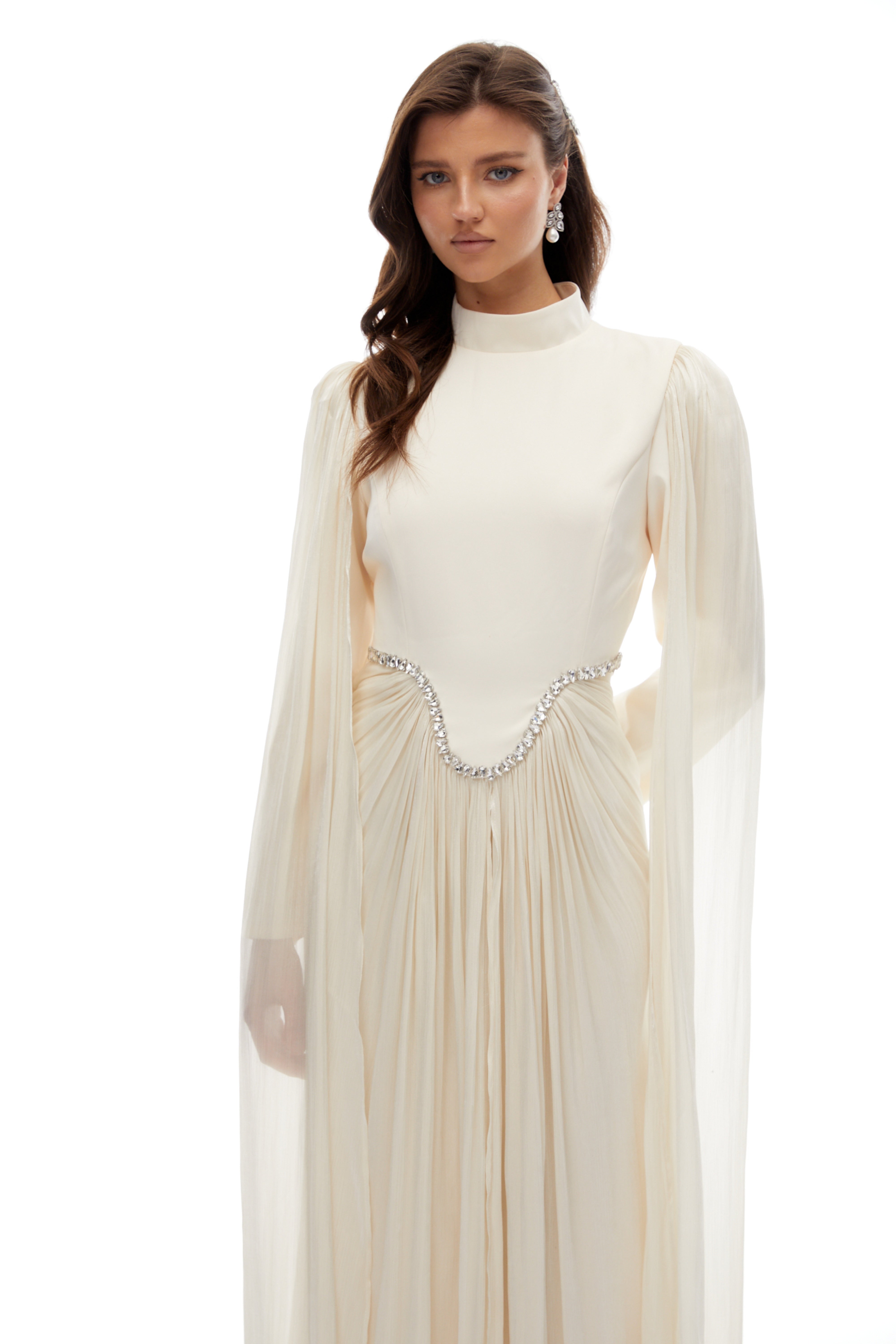 Andrine White Crystal Embellished Maxi Dress (Final Sale)