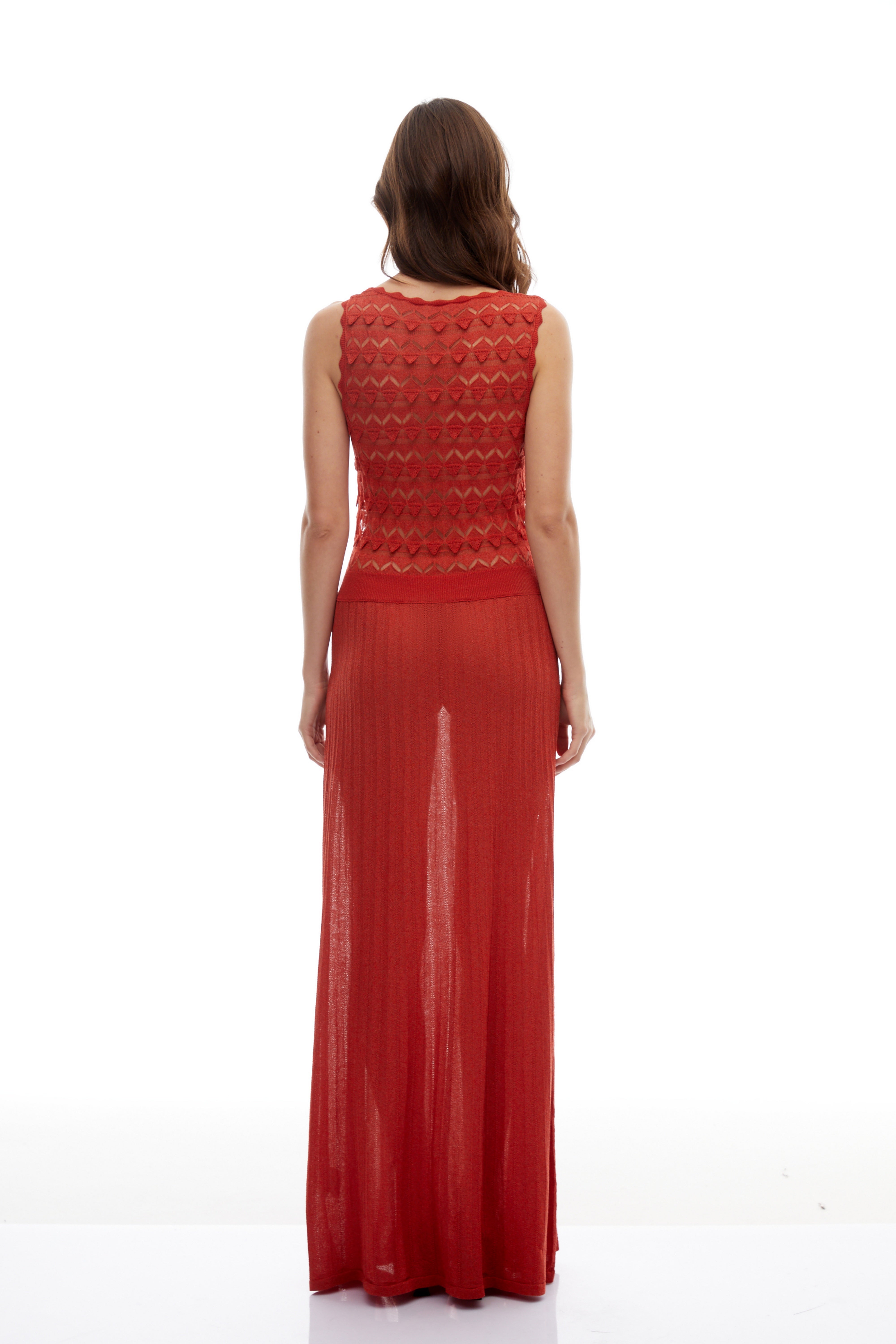 Calla Red 3D Knitted Ornament Maxi Dress