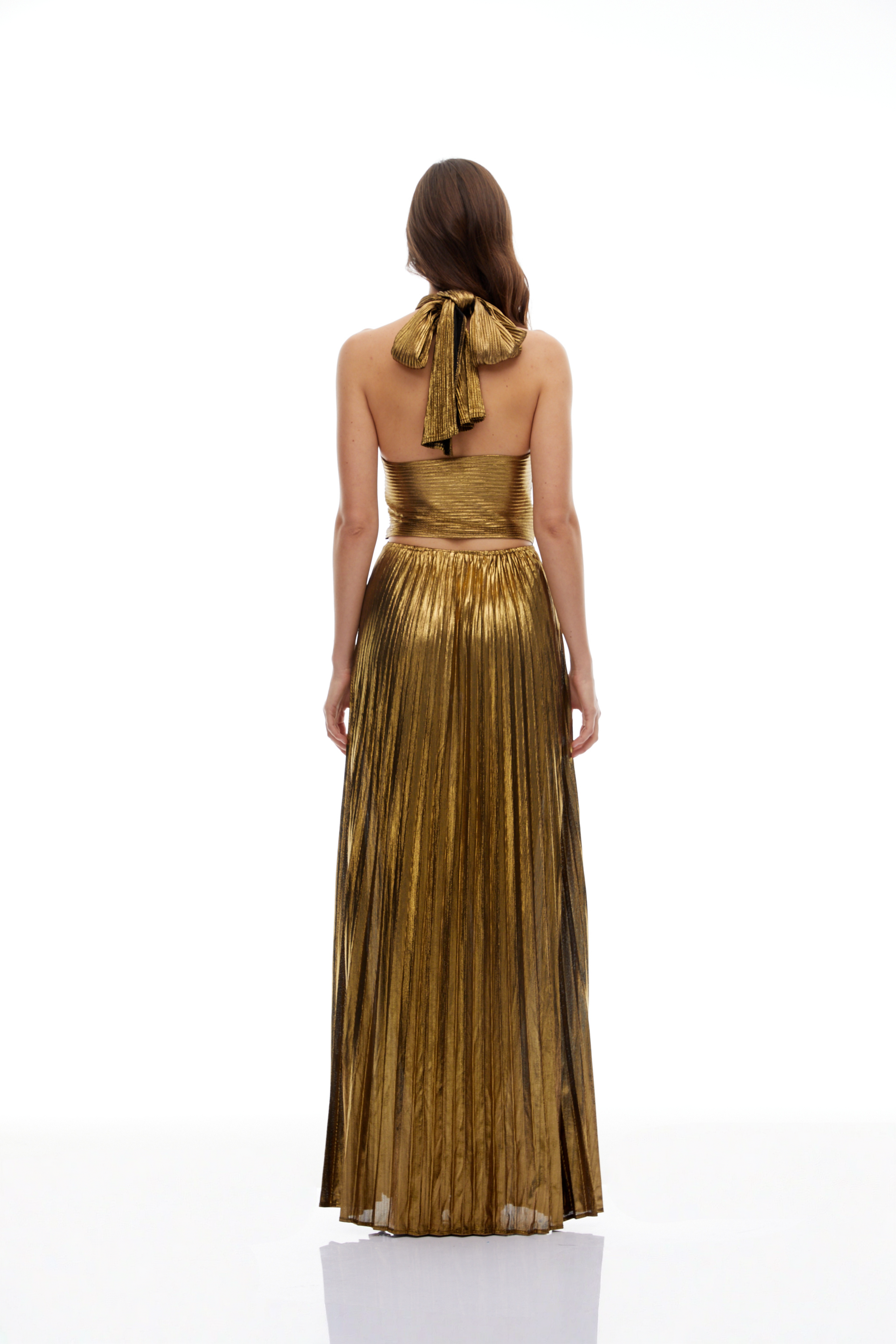 Dorothy Gold Halterneck Pleated Maxi Dress (Final Sale-US Only)