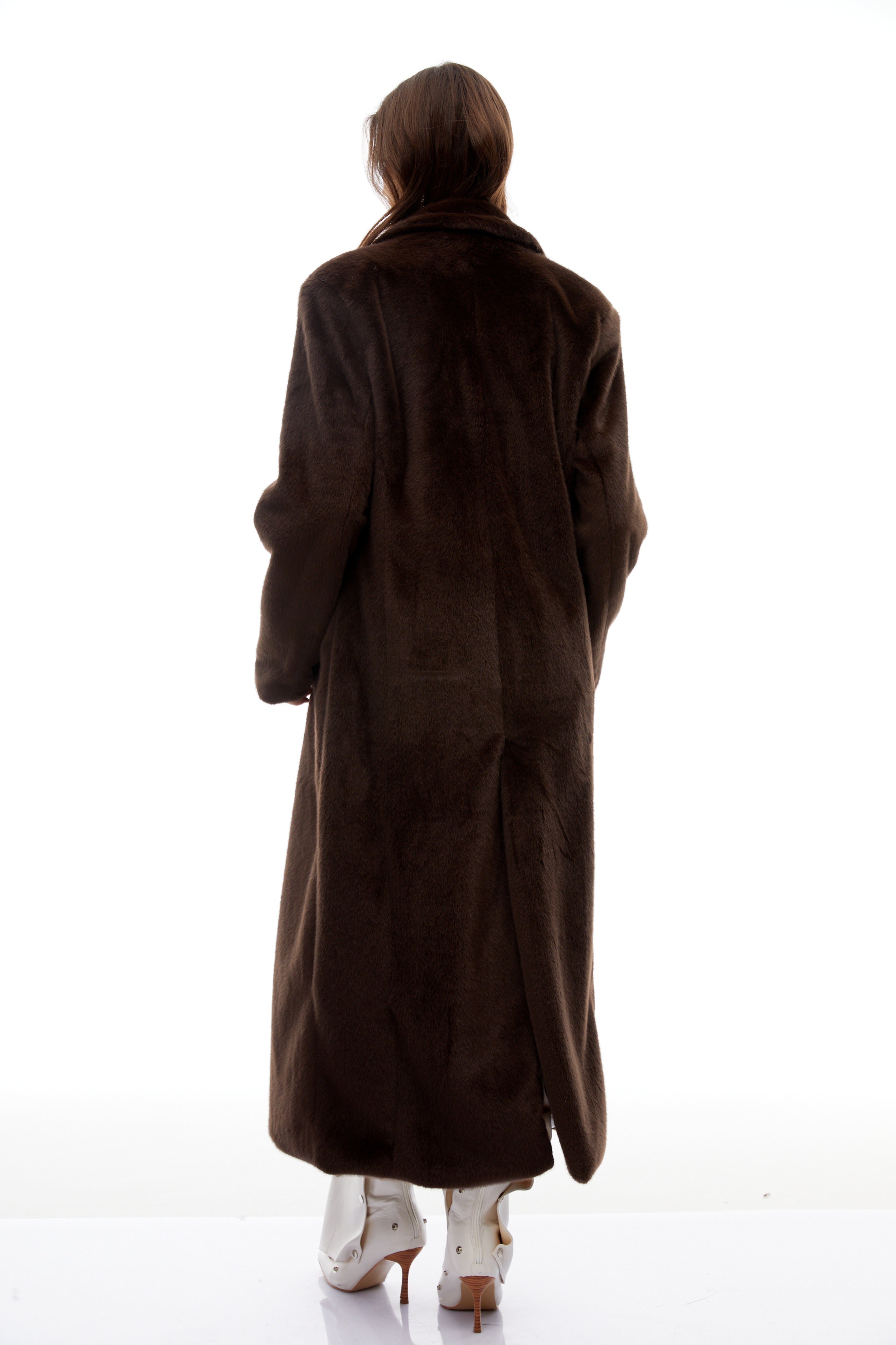 Selina Brown 3D Petal Fur Overcoat