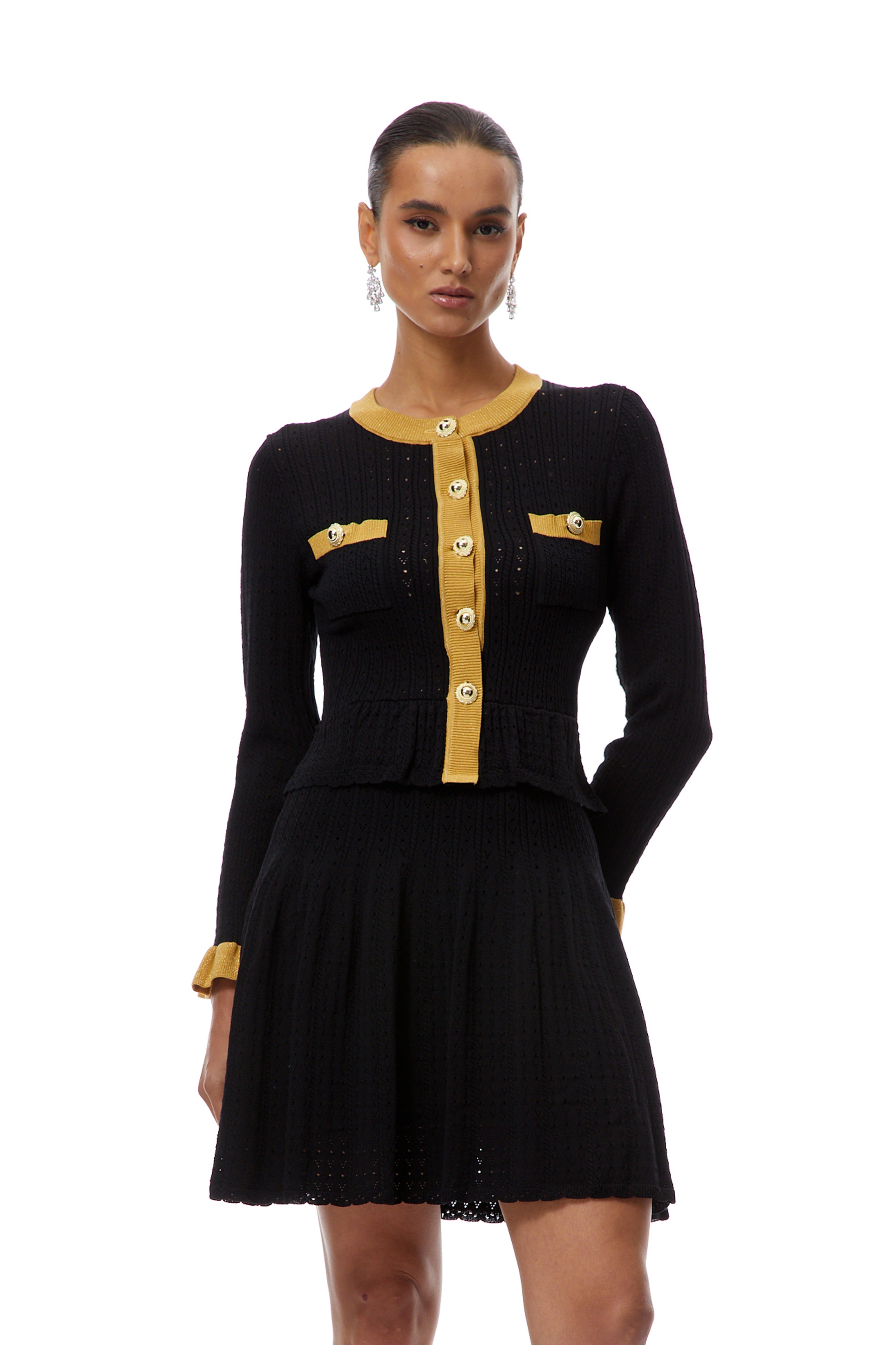 Khloe Black Color Block Knit Mini Dress (Final Sale)