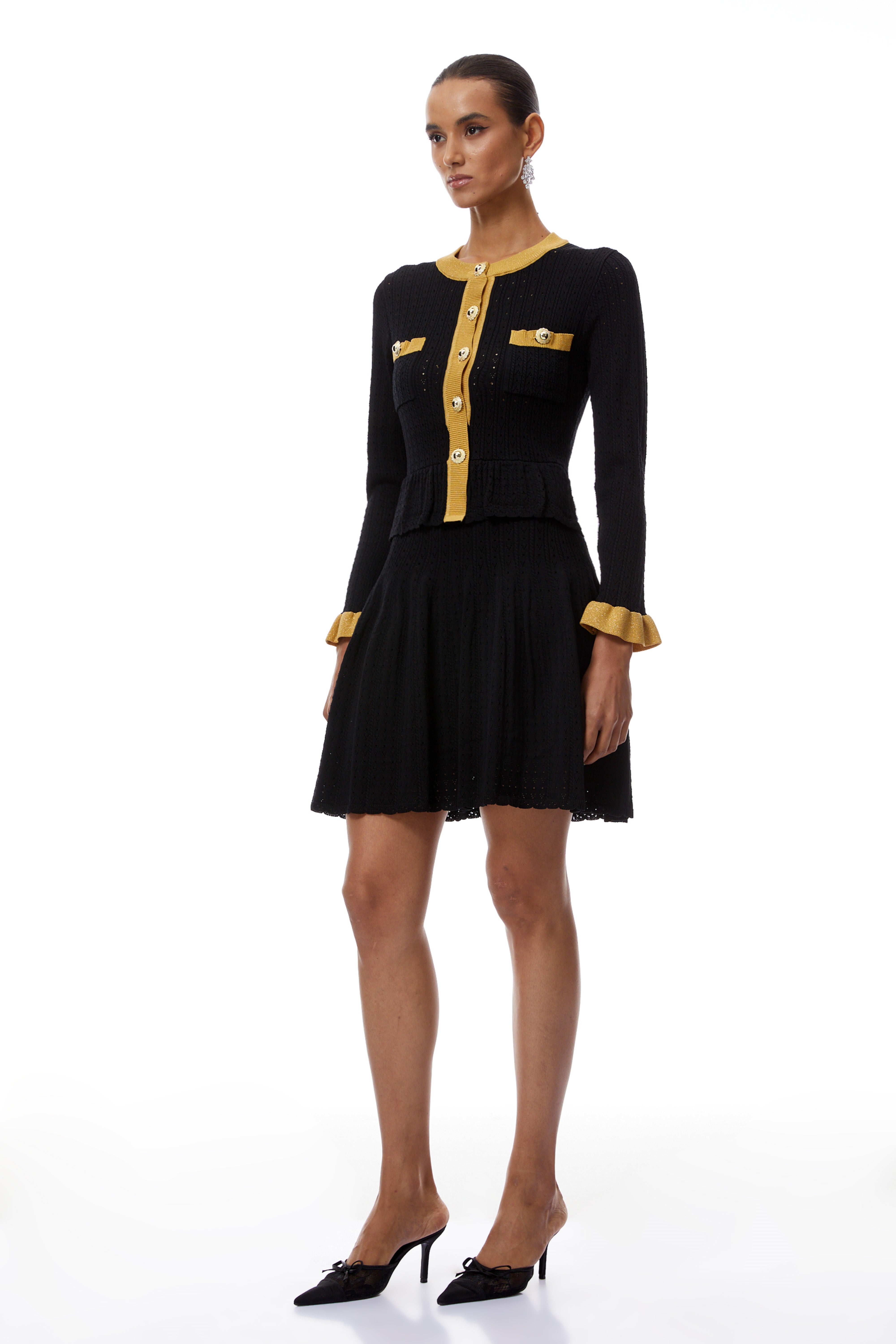 Khloe Black Color Block Knit Mini Dress (Final Sale)