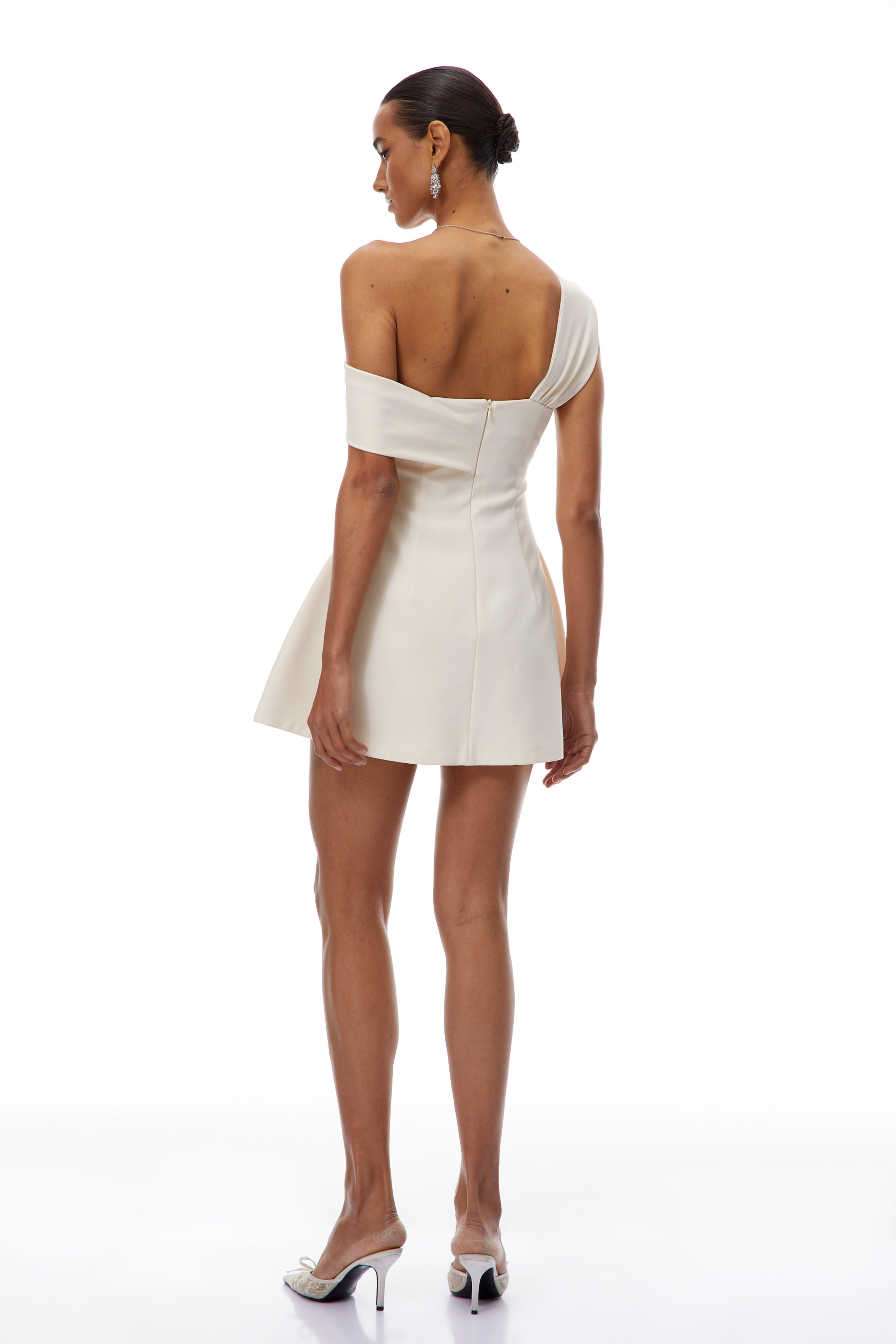 Ismérie Neutrals Off-Shoulder Twisted Mini Dress (Final Sale-US Only)