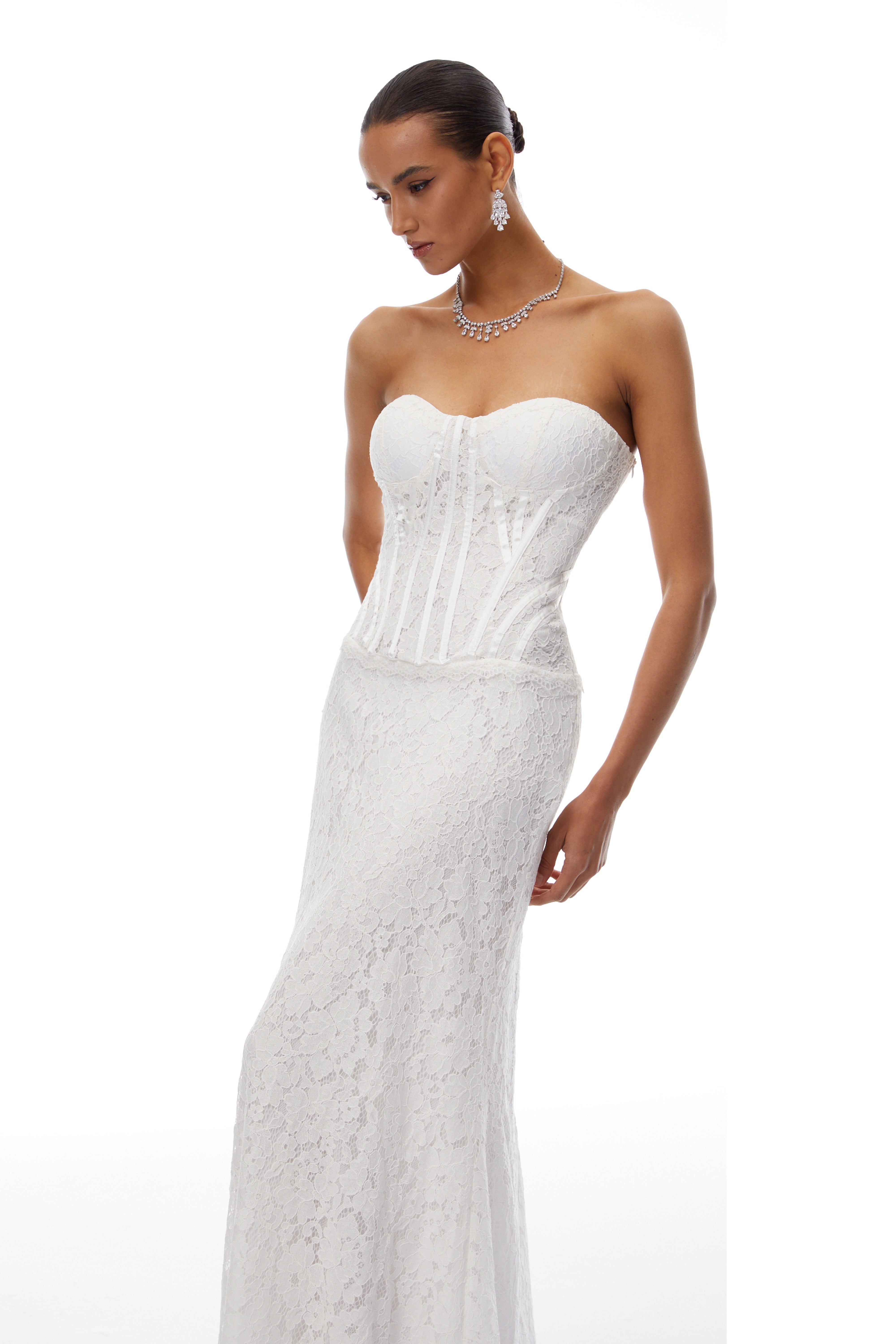 Karida White Off Shoulder Lace Maxi Dress
