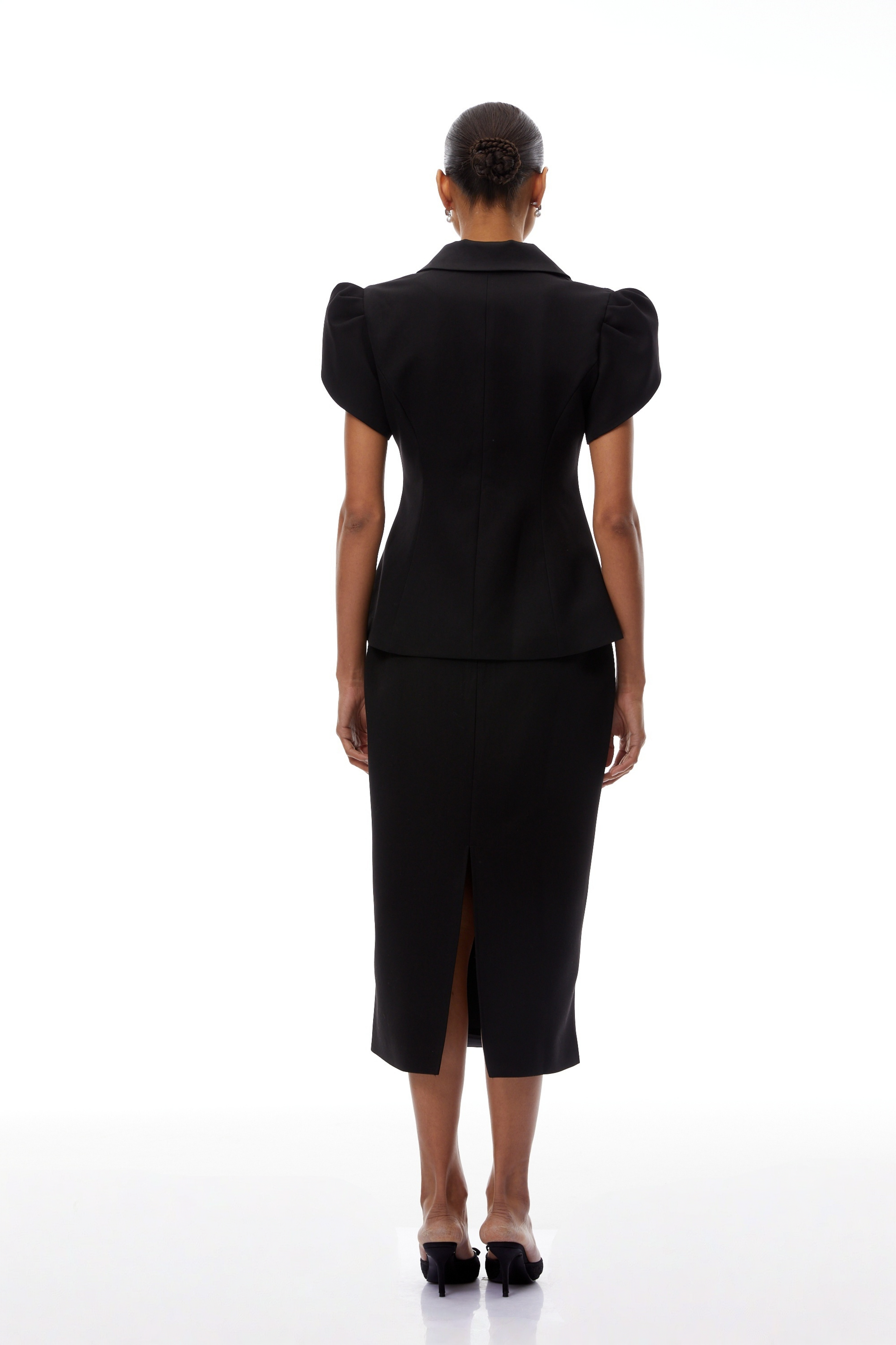 Acharya Black Blouse & Pencil Skirt Set