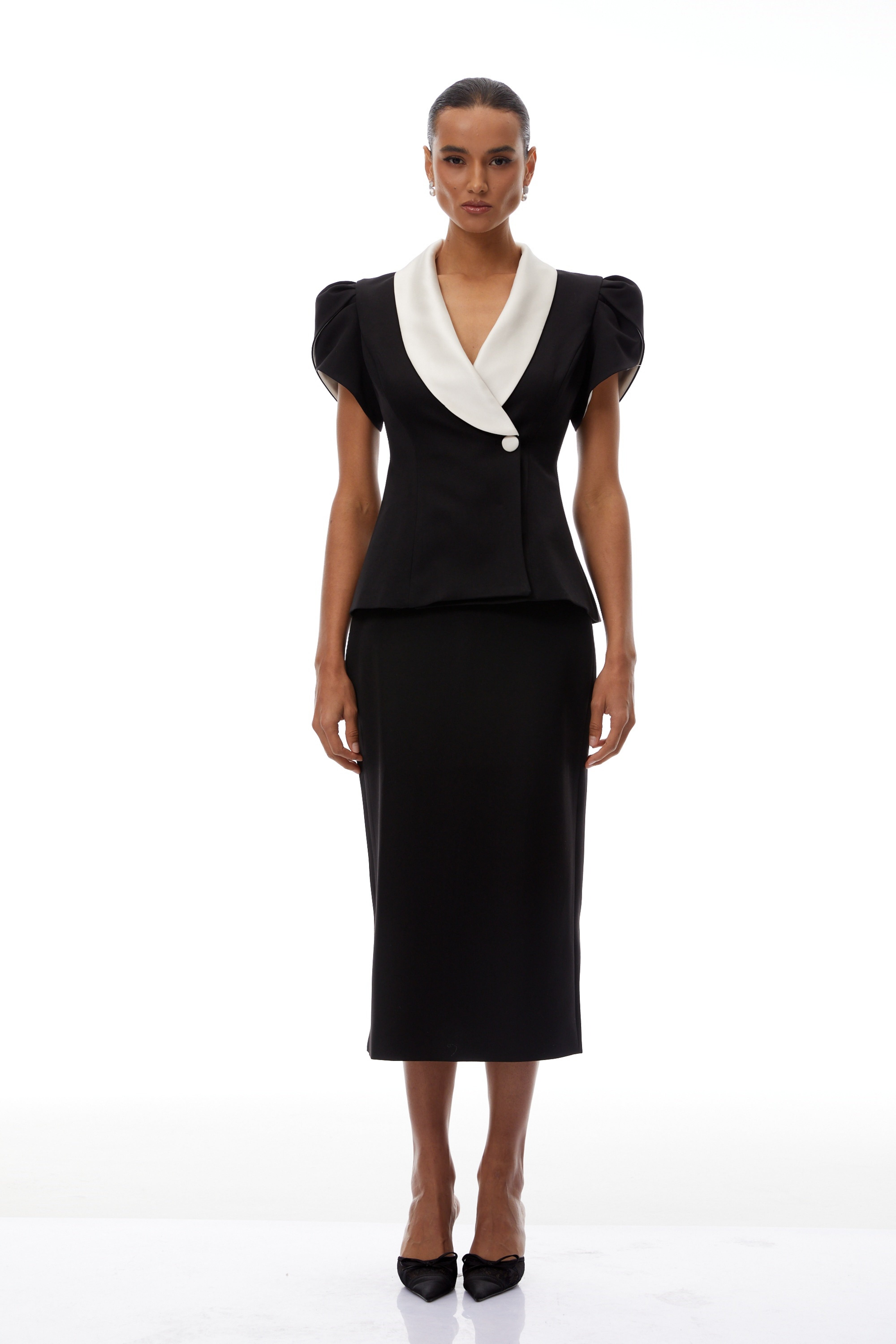 Acharya Color Block Blouse & Pencil Skirt Set
